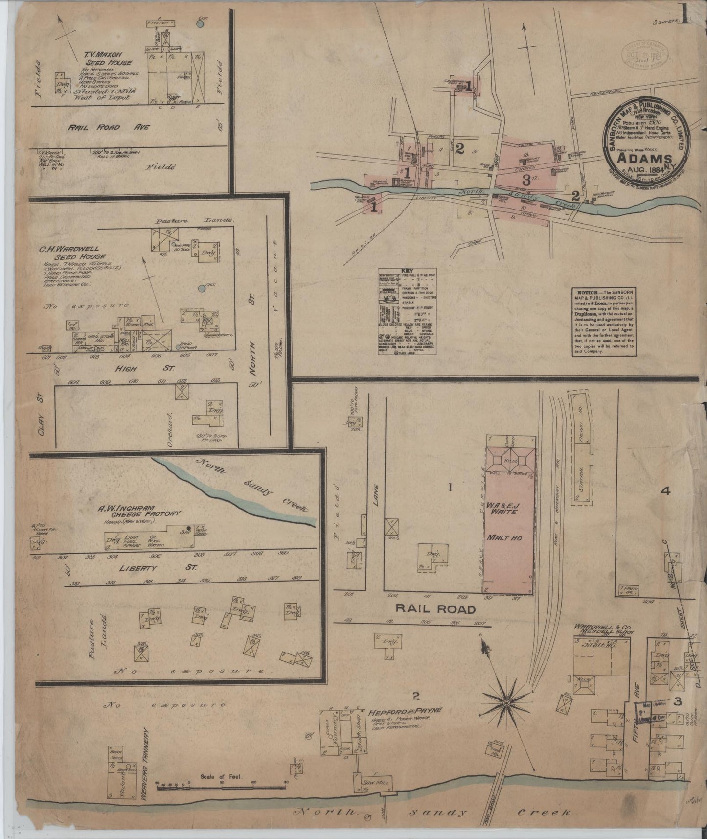 Sanborn Fire Insurance Map from Adams, Jefferson County, New York. (1884) – Historic Sanborn Fire Insurance Map Print