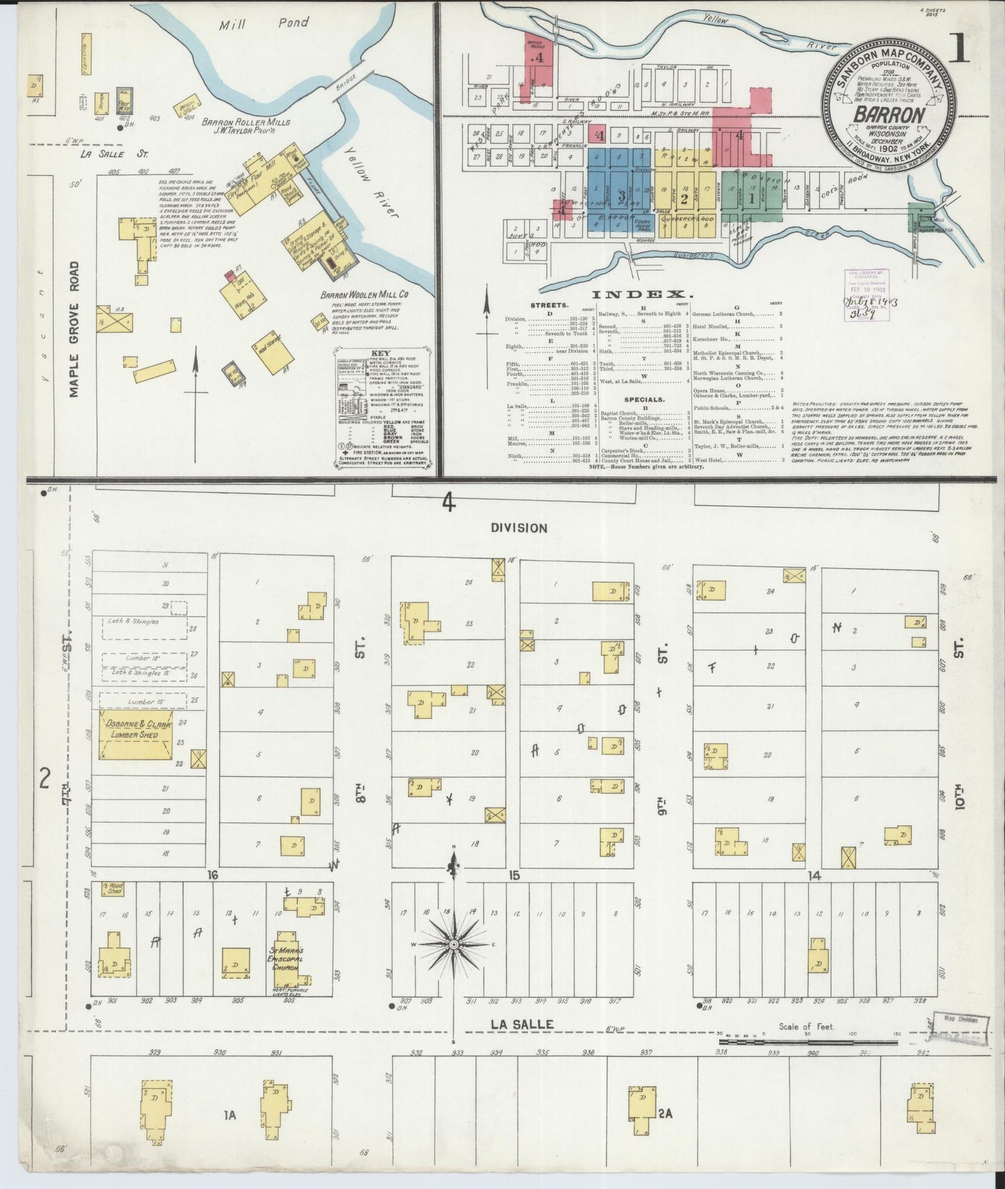 Sanborn Fire Insurance Map from Barron, Barron County, Wisconsin (1892), Sheet #0001 - Historic Sanborn Fire Insurance Map Print, vintage old map wall art, antique decor, genealogy gift, Wisconsin Wisconsin map