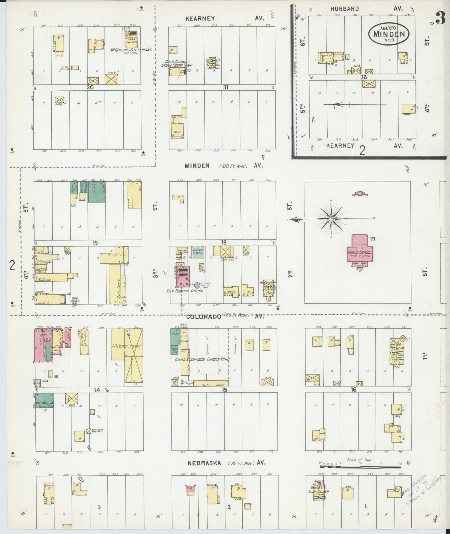Sanborn Fire Insurance Map from Minden, Kearney County, Nebraska (1899), Sheet #0003 - Historic Sanborn Fire Insurance Map Print, vintage old map wall art, antique decor, genealogy gift, Nebraska Nebraska map