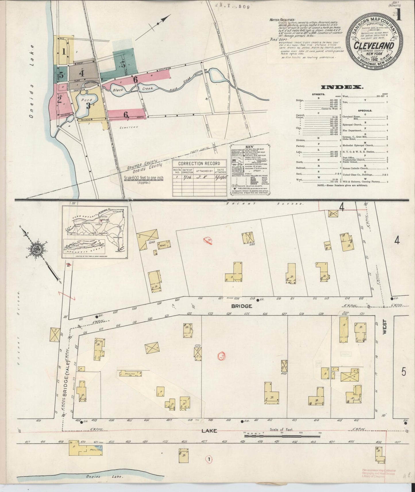 Sanborn Fire Insurance Map from Cleveland, Oswego County, New York. (1936) – Historic Sanborn Fire Insurance Map Print