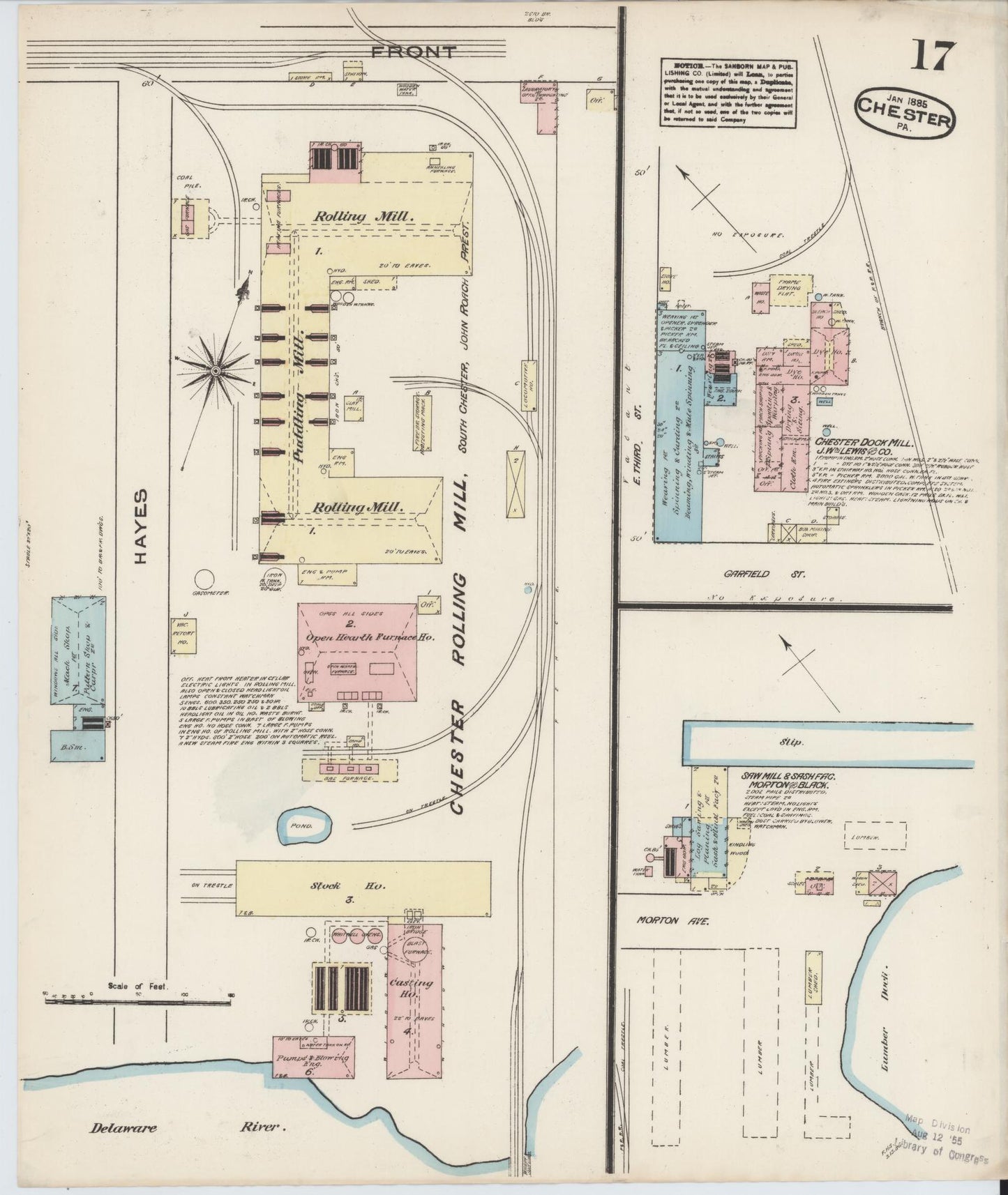 Sanborn Fire Insurance Map from Chester, Delaware County, Pennsylvania (1885), Sheet #0017 - Historic Sanborn Fire Insurance Map Print, vintage old map wall art, antique decor, genealogy gift, Pennsylvania Pennsylvania map