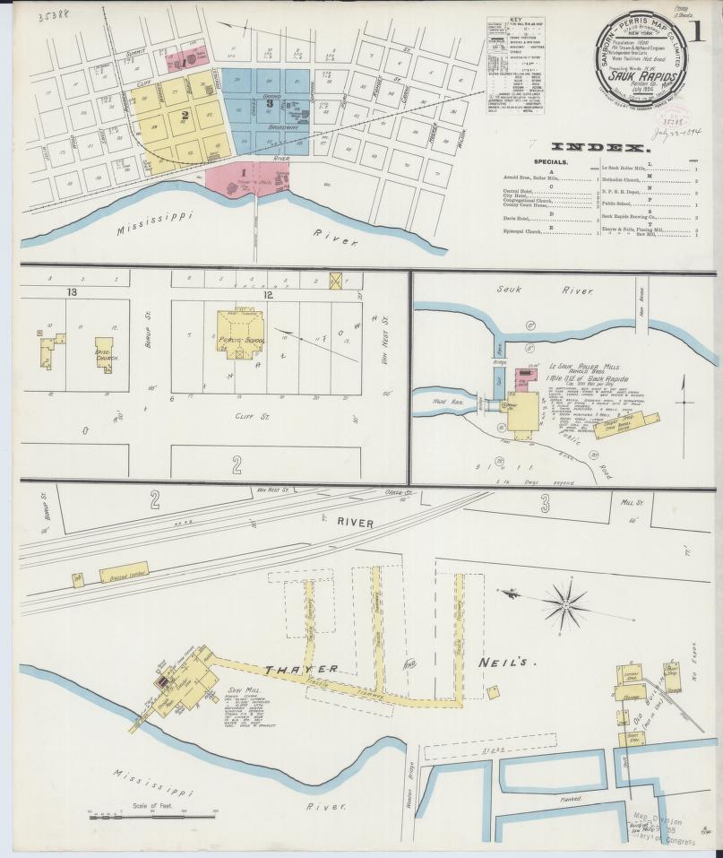 Sanborn Fire Insurance Map from Sauk Rapids, Benton County, Minnesota. (1894) – Map View