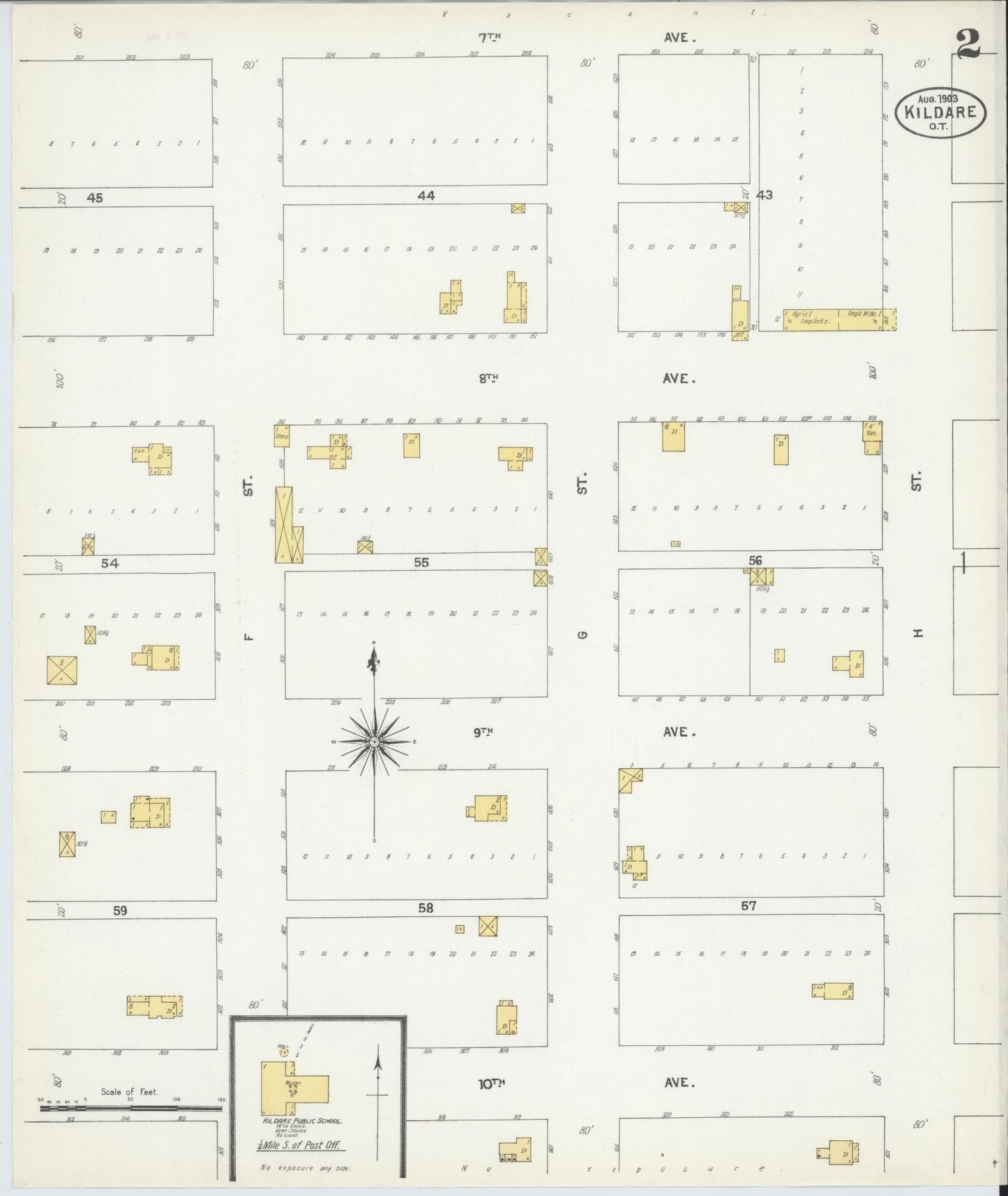 Sanborn Fire Insurance Map from Kildare, Kay County, Oklahoma (1903), Sheet #0002 - Historic Sanborn Fire Insurance Map Print, vintage old map wall art, antique decor, genealogy gift, Oklahoma Oklahoma map