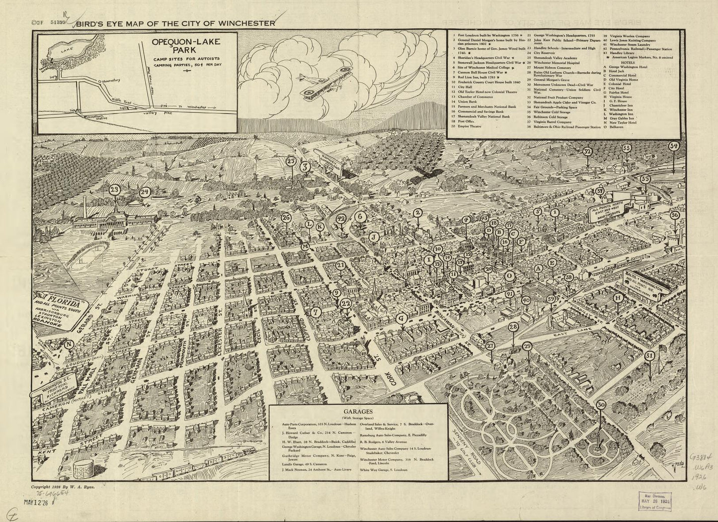 Bird's eye map of the city of Winchester. (1926) – Historic Bird’s-Eye View Panorama Print