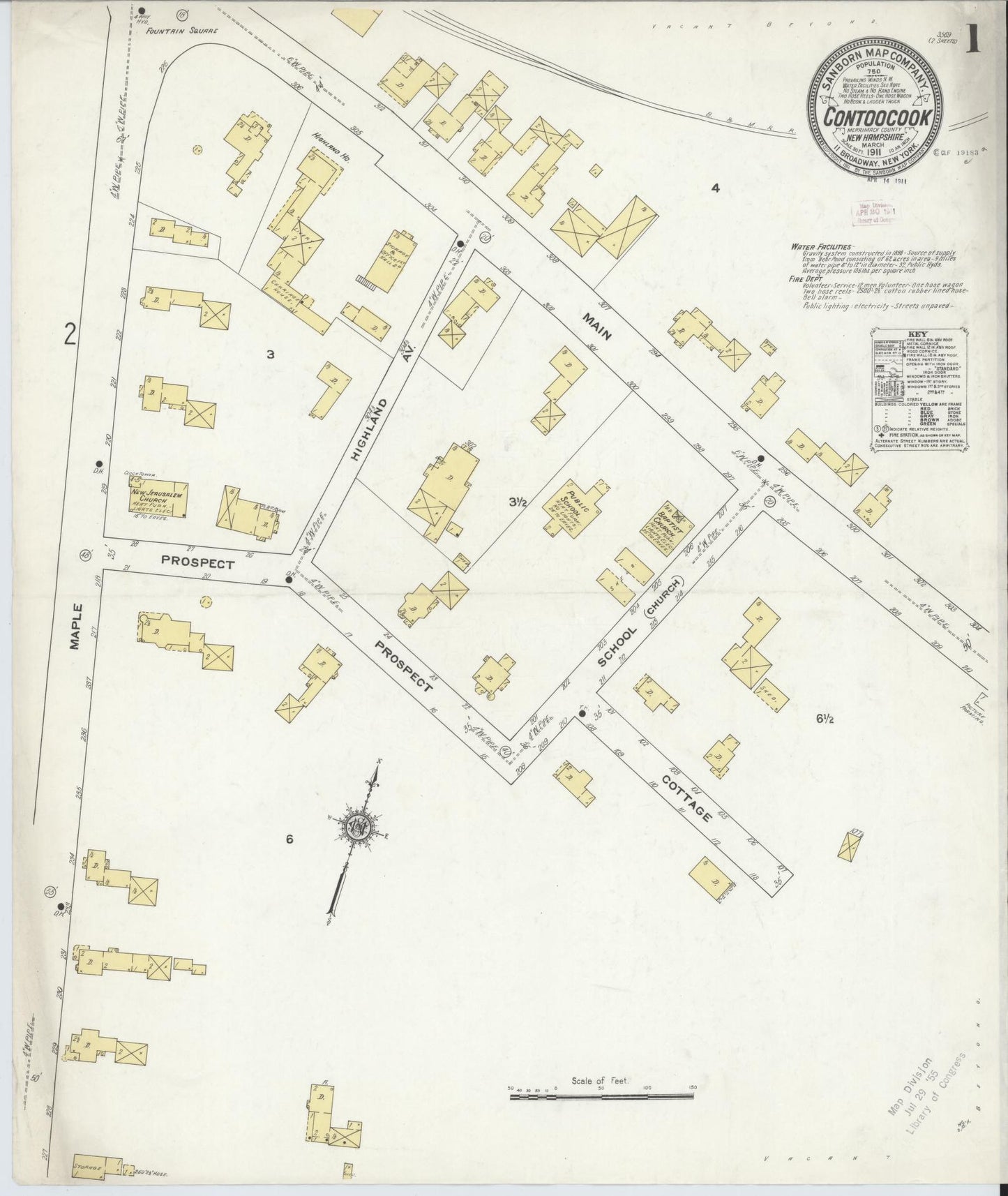 Sanborn Fire Insurance Map from Contoocook, Merrimack County, New Hampshire. (1911) – Historic Sanborn Fire Insurance Map Print