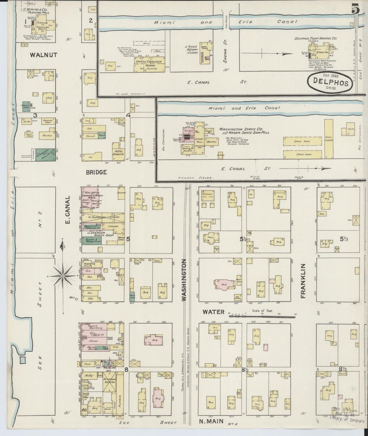 Sanborn Fire Insurance Map from Delphos, Van Wert And Allen Counties, Ohio (1888), Sheet #0005 - Complete Map Set gallery image, historic Sanborn map, vintage wall art, Ohio Ohio