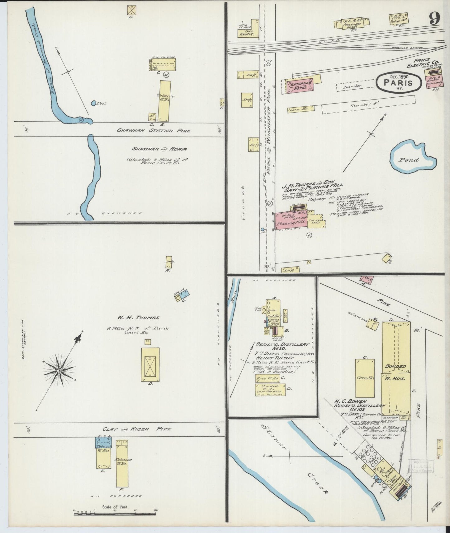 Sanborn Fire Insurance Map from Paris, Bourbon County, Kentucky (1890), Sheet #0009 - Complete Map Set gallery image, historic Sanborn map, vintage wall art, Kentucky Kentucky