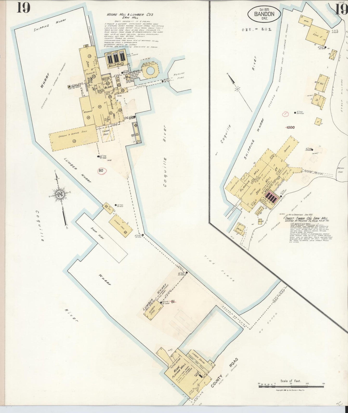 Sanborn Fire Insurance Map from Bandon, Coos County, Oregon (1931), Sheet #0019 - Complete Map Set gallery image, historic Sanborn map, vintage wall art, Oregon Oregon