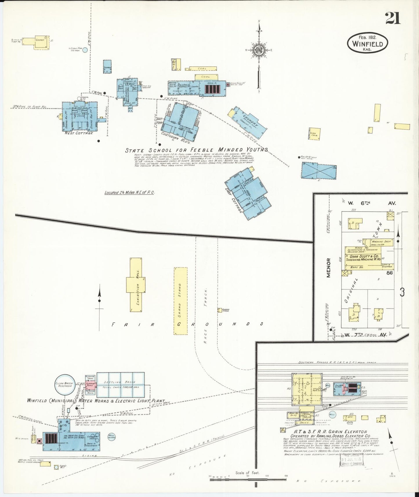 Sanborn Fire Insurance Map from Winfield, Cowley County, Kansas (1912), Sheet #0021 - Complete Map Set gallery image, historic Sanborn map, vintage wall art, Kansas Kansas