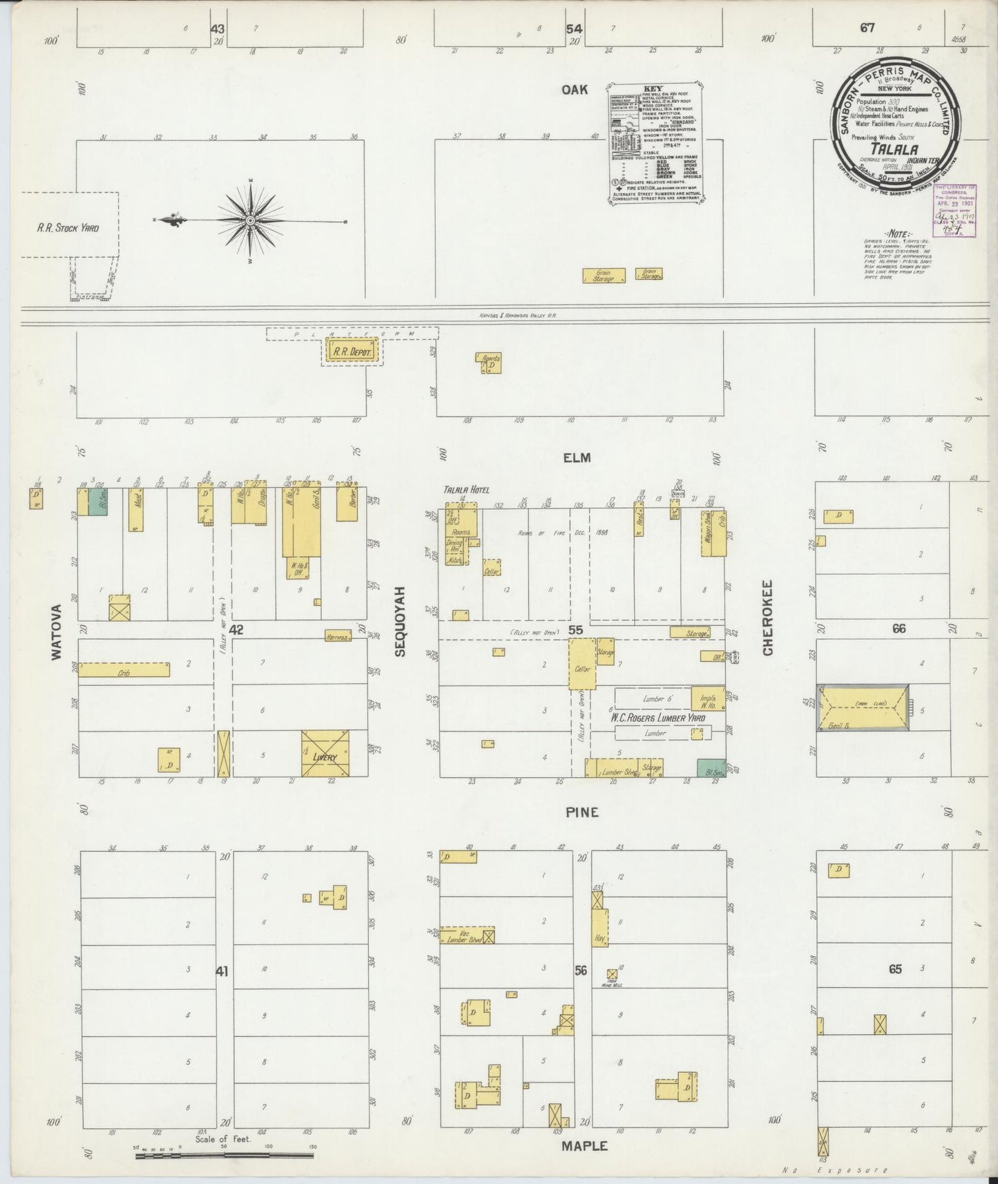 Sanborn Fire Insurance Map from Talala, Rodgers County, Oklahoma (1901), Sheet #0001 - Historic Sanborn Fire Insurance Map Print, vintage old map wall art, antique decor, genealogy gift, Oklahoma Oklahoma map