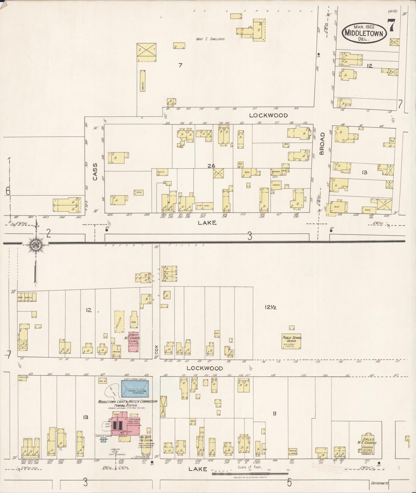 Sanborn Fire Insurance Map from Middletown, New Castle County, Delaware (1922), Sheet #0007 - Complete Map Set gallery image, historic Sanborn map, vintage wall art, Delaware Delaware