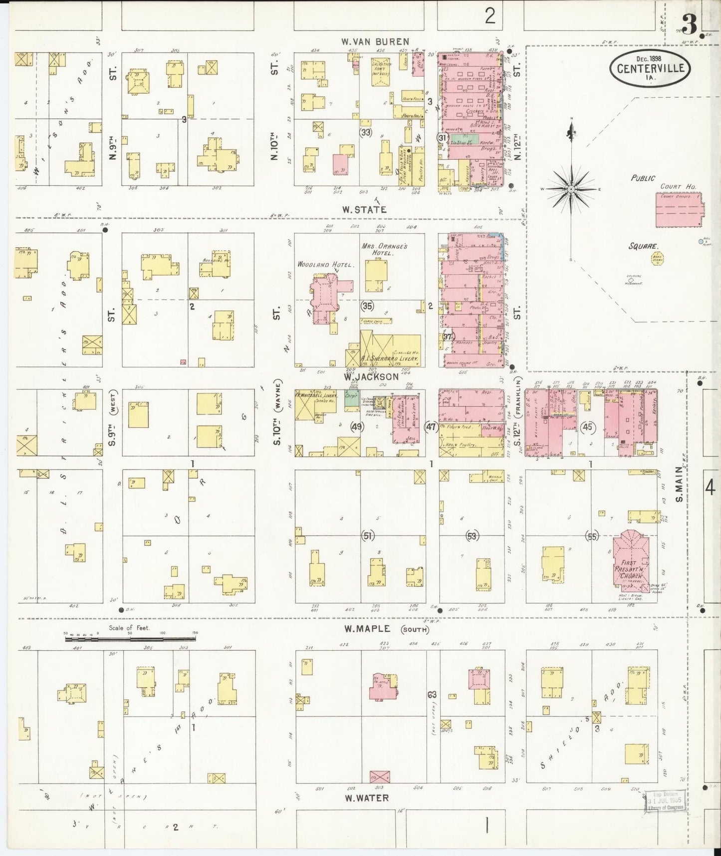 Sanborn Fire Insurance Map from Centerville, Appanoose County, Iowa (1898), Sheet #0003 - Historic Sanborn Fire Insurance Map Print, vintage old map wall art