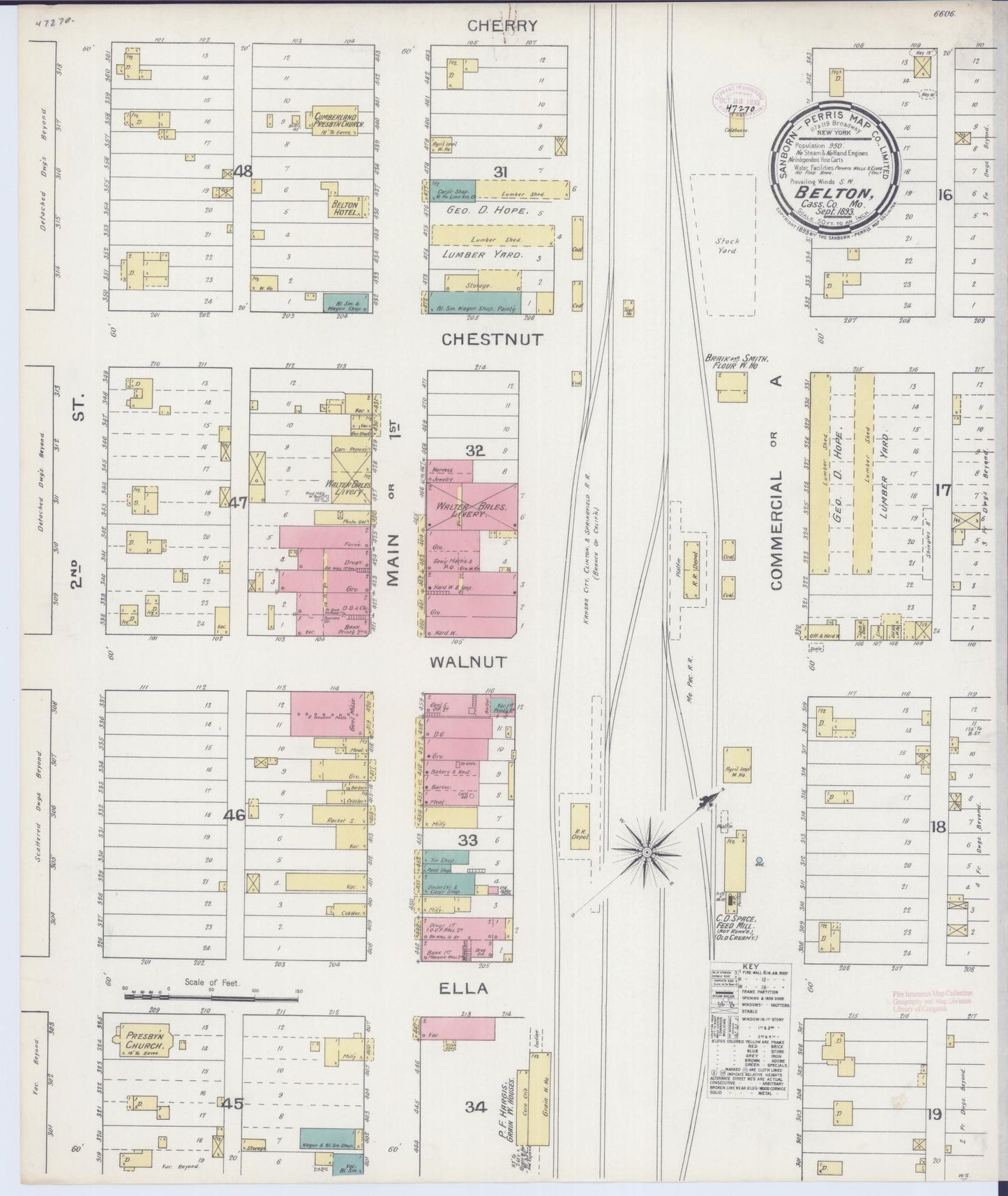 Sanborn Fire Insurance Map from Belton, Cass County, Missouri (1893), Sheet #0001 - Historic Sanborn Fire Insurance Map Print, vintage old map wall art, antique decor, genealogy gift, Missouri Missouri map