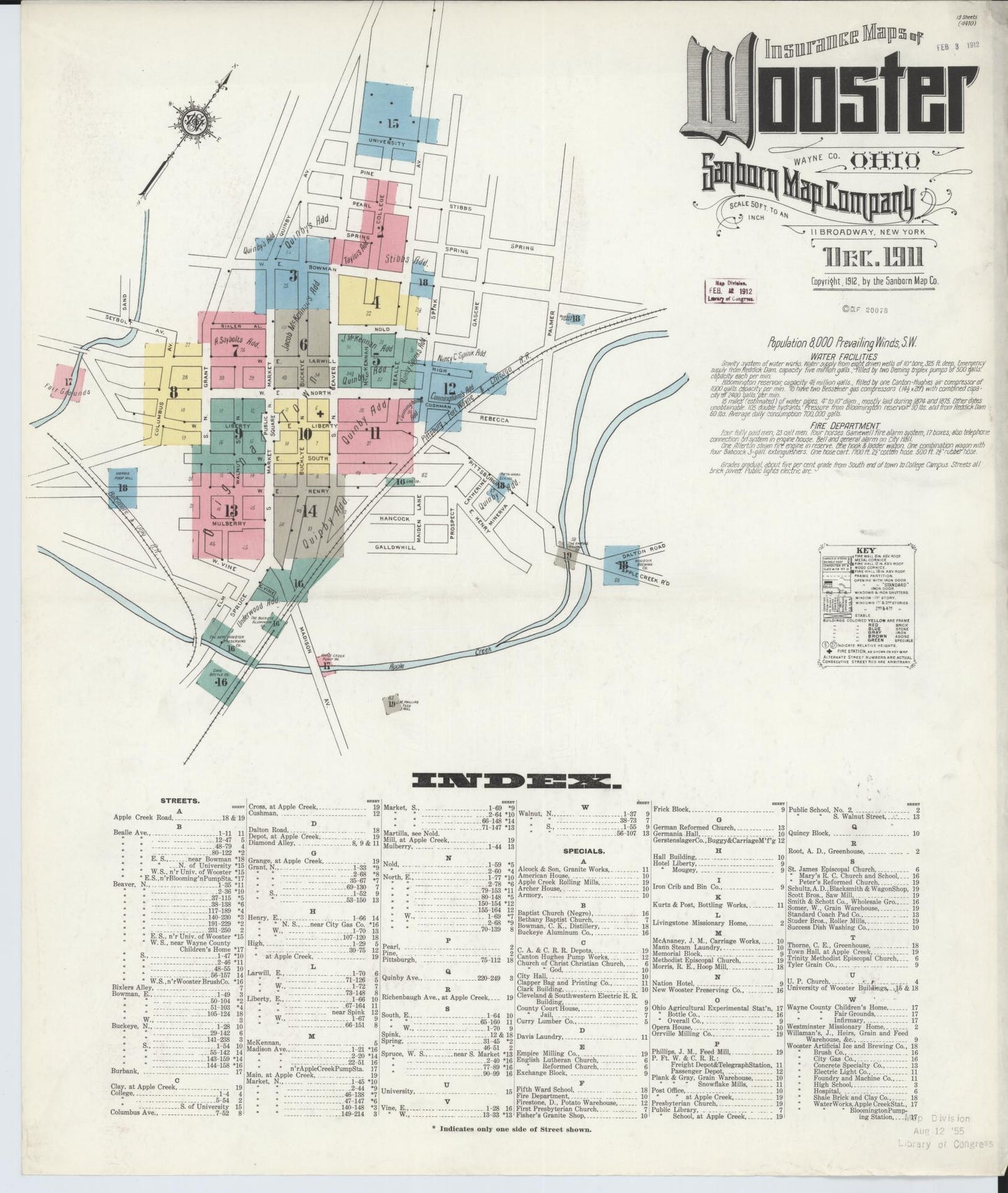 Sanborn Fire Insurance Map from Wooster, Wayne County, Ohio (1911), Sheet #0001 - Historic Sanborn Fire Insurance Map Print, vintage old map wall art, antique decor, genealogy gift, Ohio Ohio map