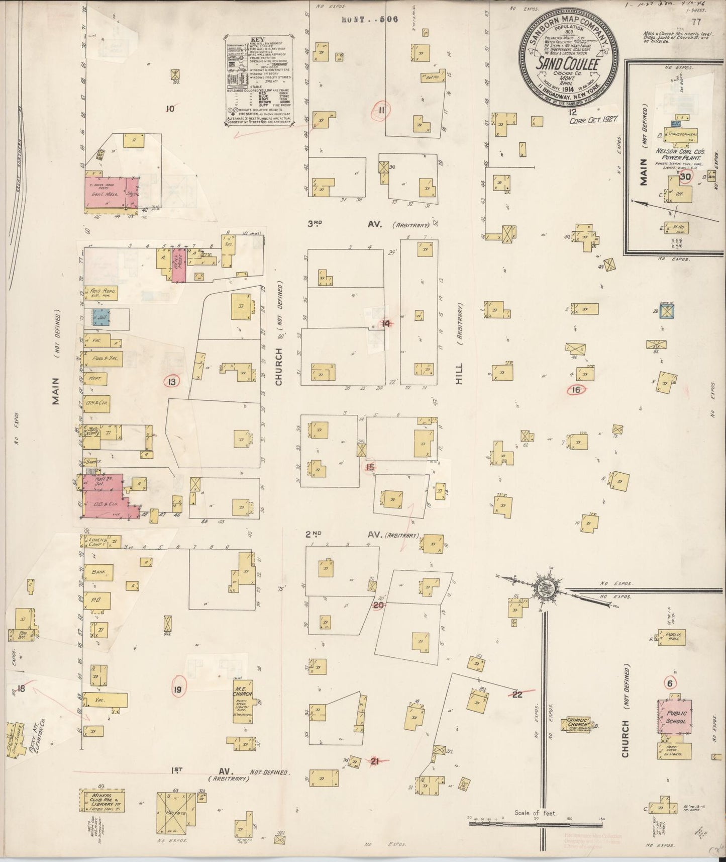 Sanborn Fire Insurance Map from Sand Coulee, Cascade County, Montana (1927), Sheet #0001 - Historic Sanborn Fire Insurance Map Print, vintage old map wall art, antique decor, genealogy gift, Montana Montana map