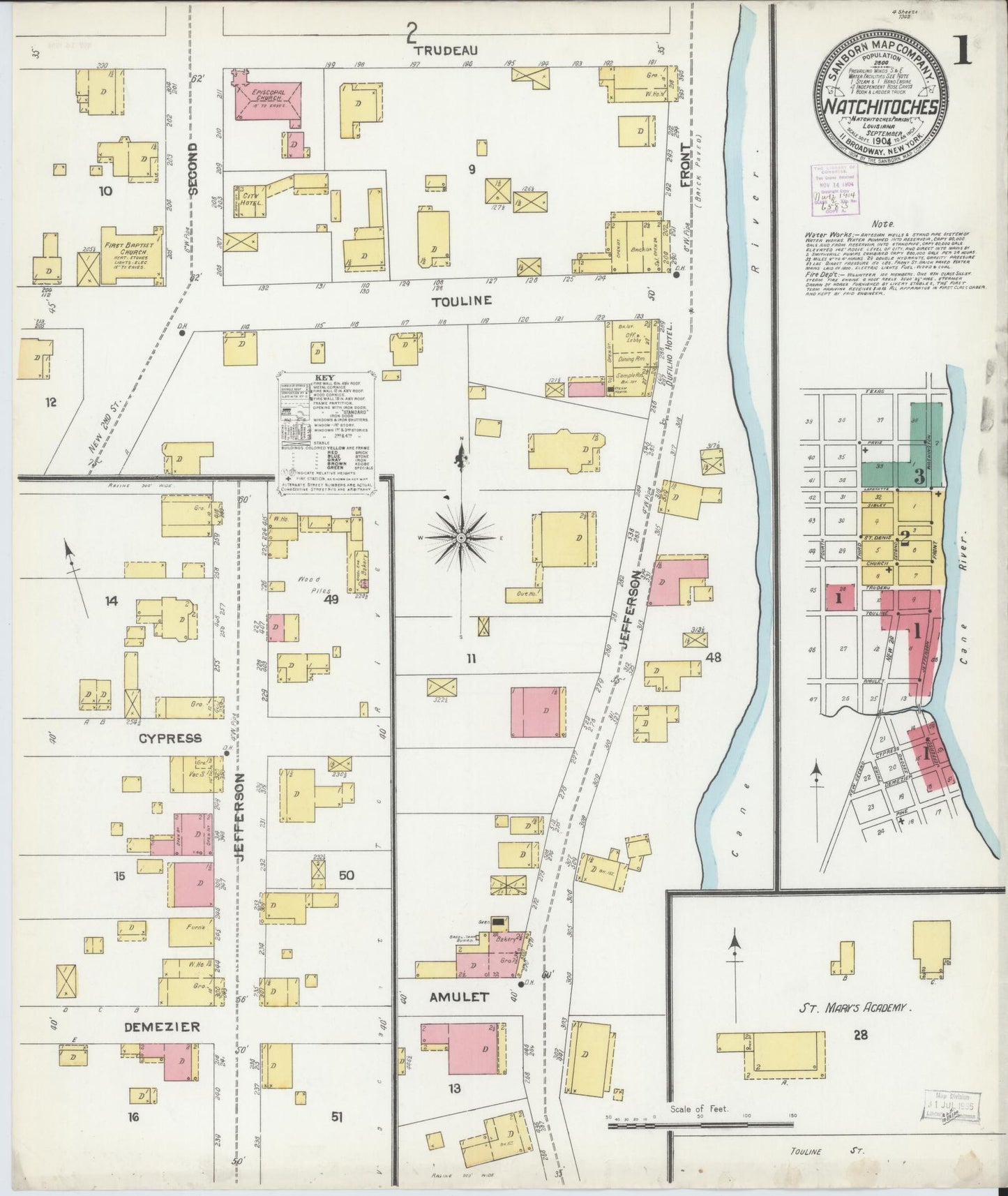 Sanborn Fire Insurance Map from Natchitoches, Natchitoches Parish, Louisiana. (1904) – Historic Sanborn Fire Insurance Map Print