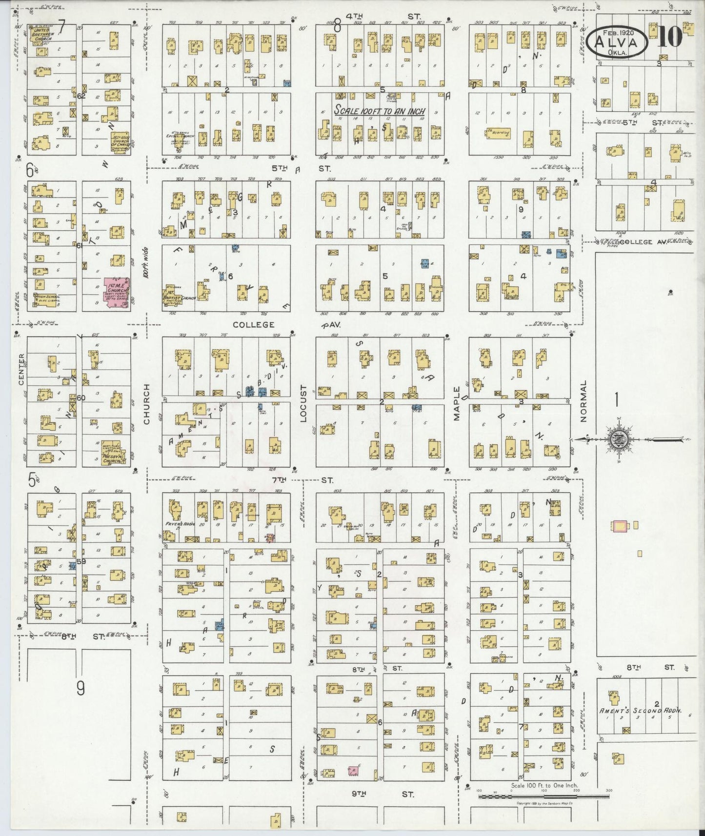 Sanborn Fire Insurance Map from Alva, Woods County, Oklahoma (1920), Sheet #0010 - Historic Sanborn Fire Insurance Map Print, vintage old map wall art, antique decor, genealogy gift, Oklahoma Oklahoma map