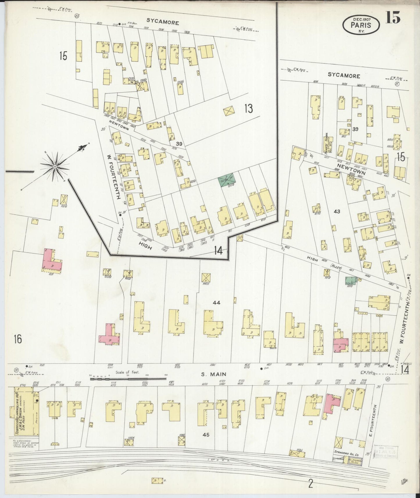 Sanborn Fire Insurance Map from Paris, Bourbon County, Kentucky (1907), Sheet #0015 - Historic Sanborn Fire Insurance Map Print, vintage old map wall art, antique decor, genealogy gift, Kentucky Kentucky map
