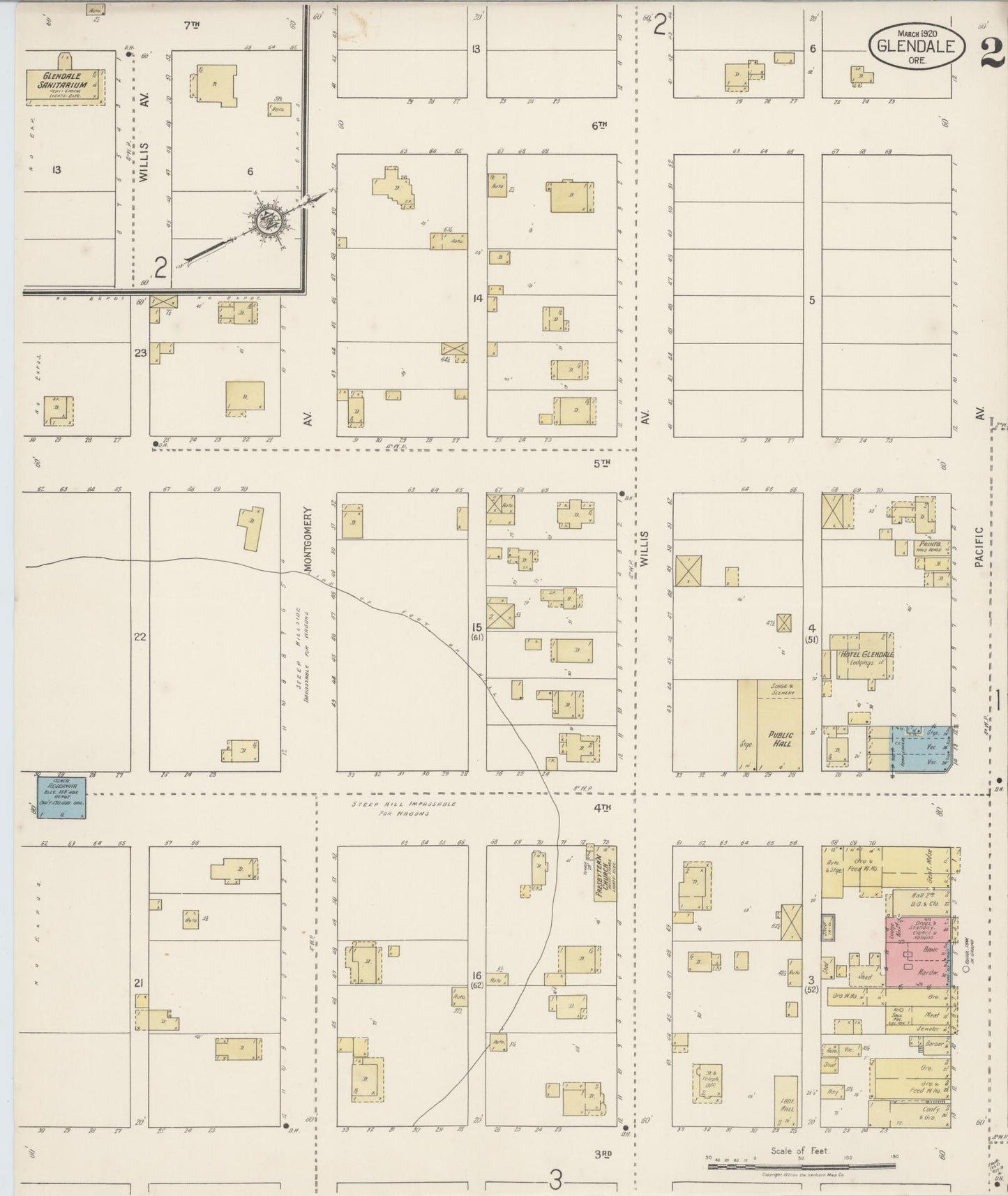 Sanborn Fire Insurance Map from Glendale, Douglas County, Oregon (1920), Sheet #0002 - Historic Sanborn Fire Insurance Map Print, vintage old map wall art, antique decor, genealogy gift, Oregon Oregon map