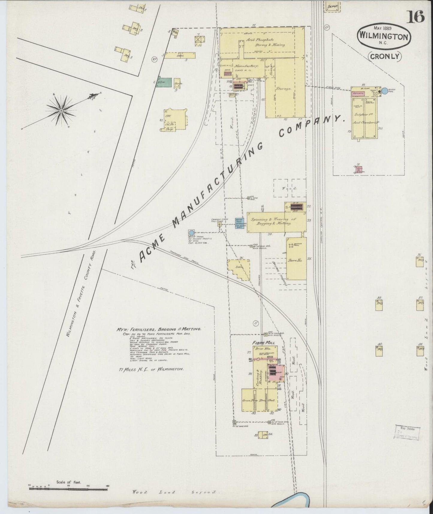 Sanborn Fire Insurance Map from Wilmington, New Hanover County, North Carolina (1889), Sheet #0016 - Complete Map Set gallery image, historic Sanborn map, vintage wall art, North Carolina North Carolina