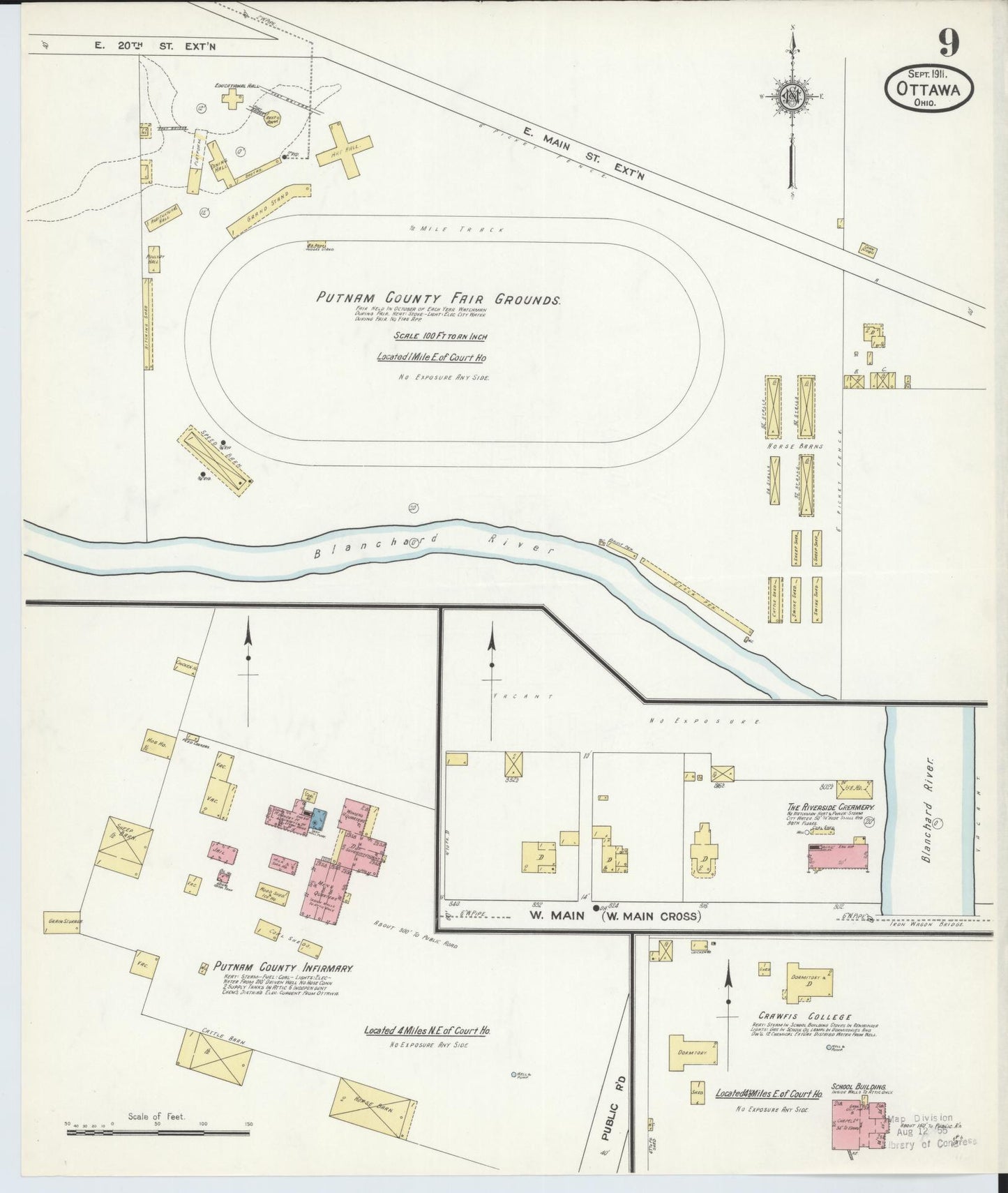 Sanborn Fire Insurance Map from Ottawa, Putnam County, Ohio (1911), Sheet #0009 - Complete Map Set gallery image, historic Sanborn map, vintage wall art, Ohio Ohio