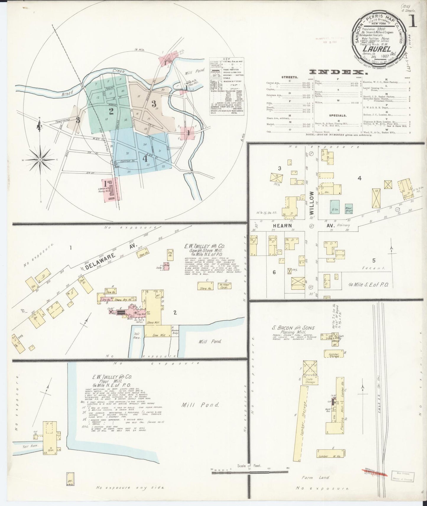 Sanborn Fire Insurance Map from Laurel, Sussex County, Delaware. (1897) – Historic Sanborn Fire Insurance Map Print