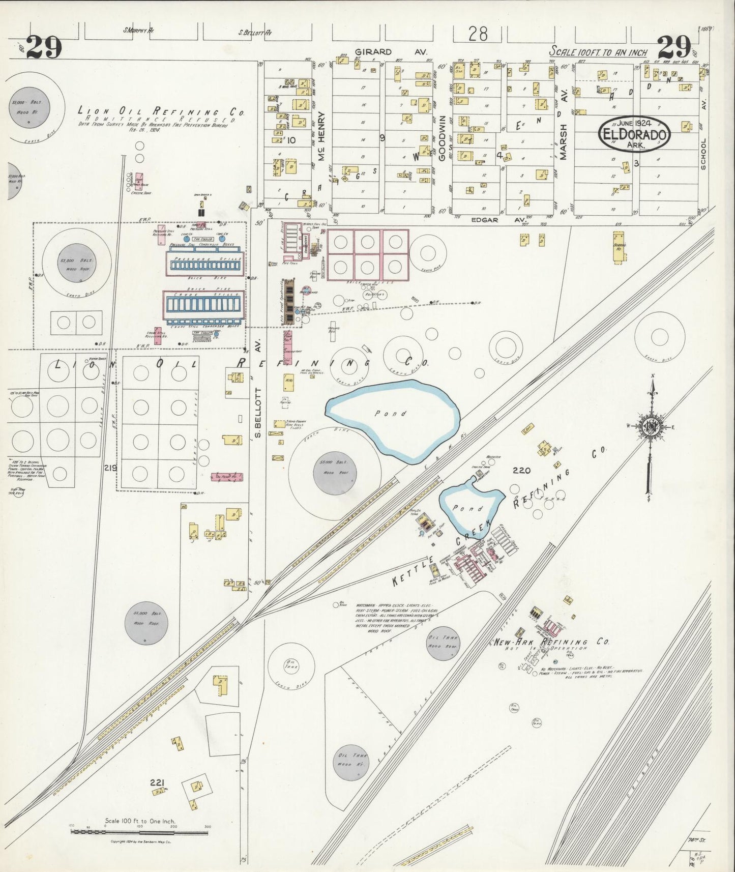 Sanborn Fire Insurance Map from El Dorado, Union County, Arkansas (1924), Sheet #0029 - Historic Sanborn Fire Insurance Map Print, vintage old map wall art, antique decor, genealogy gift, Arkansas Arkansas map