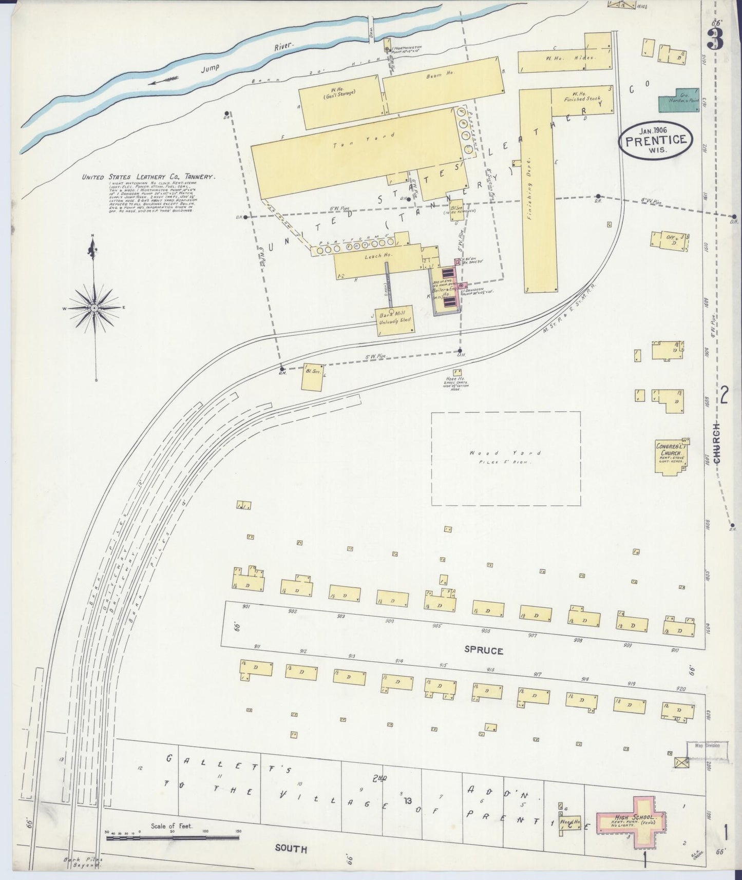 Sanborn Fire Insurance Map from Prentice, Price County, Wisconsin (1906), Sheet #0003 - Complete Map Set gallery image, historic Sanborn map, vintage wall art, Wisconsin Wisconsin