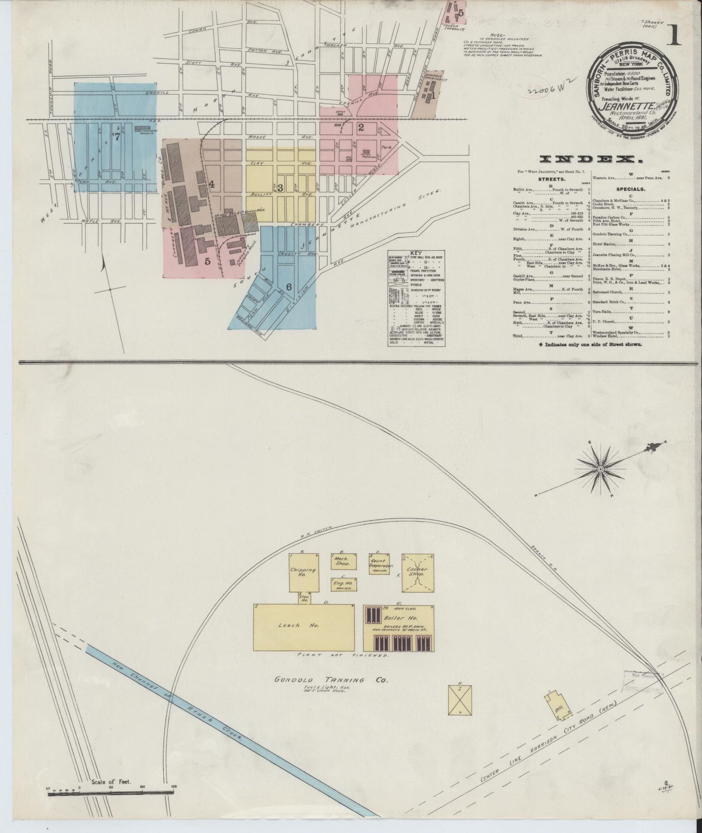 Sanborn Fire Insurance Map from Jeannette, Westmoreland County, Pennsylvania. (1891) – Historic Sanborn Fire Insurance Map Print