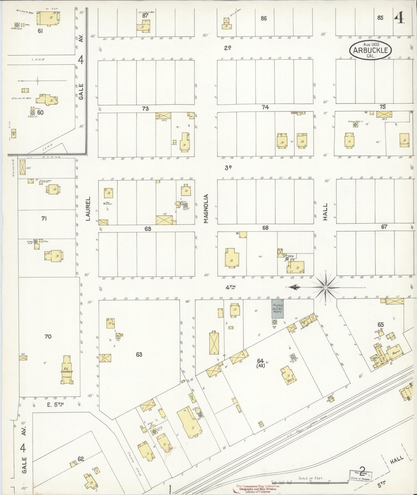 Sanborn Fire Insurance Map from Arbuckle, Colusa County, California (1903), Sheet #0004 - Historic Sanborn Fire Insurance Map Print, vintage old map wall art, antique decor, genealogy gift, California California map