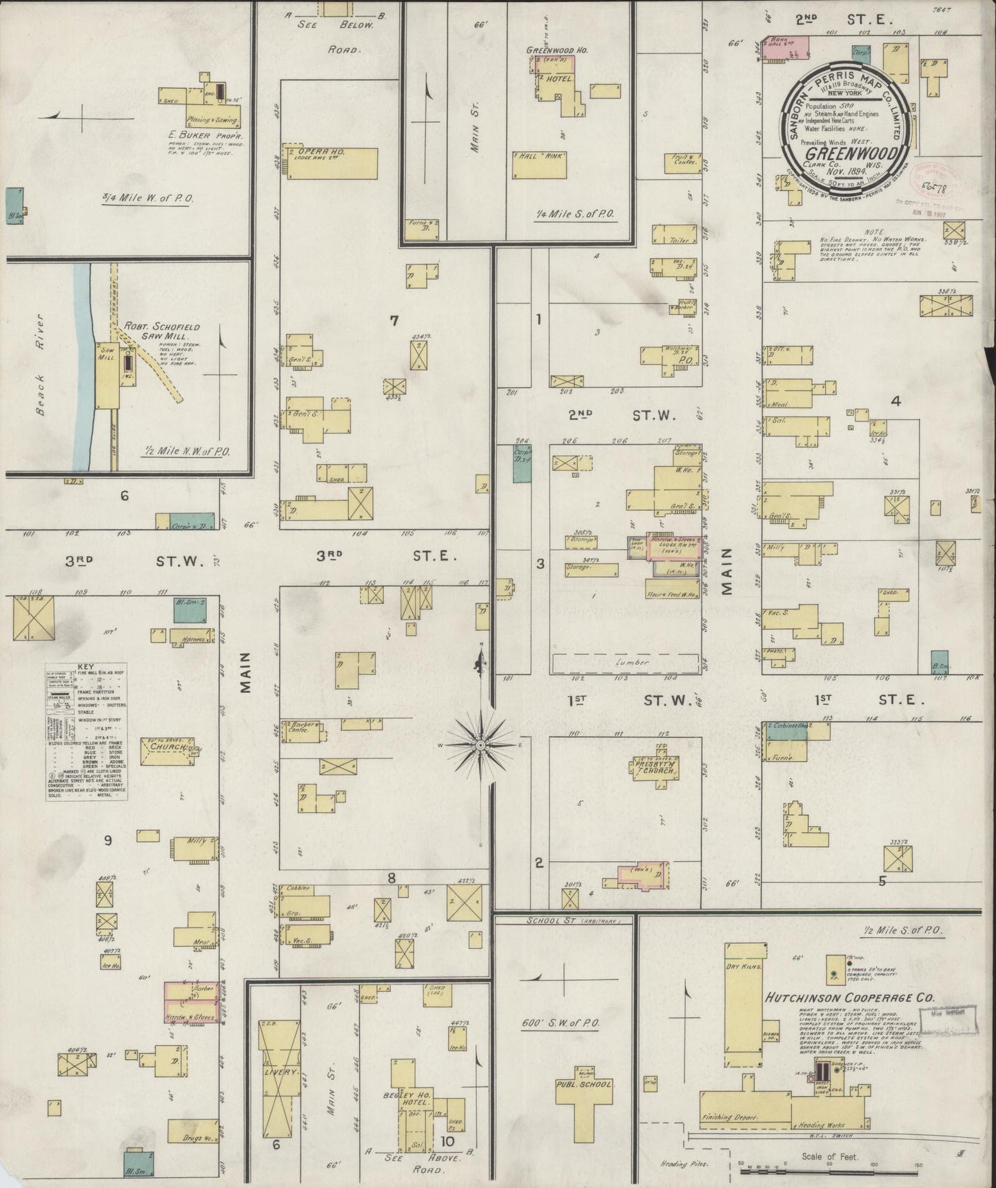 Sanborn Fire Insurance Map from Greenwood, Clark County, Wisconsin (1894), Sheet #0001 - Historic Sanborn Fire Insurance Map Print, vintage old map wall art, antique decor, genealogy gift, Wisconsin Wisconsin map