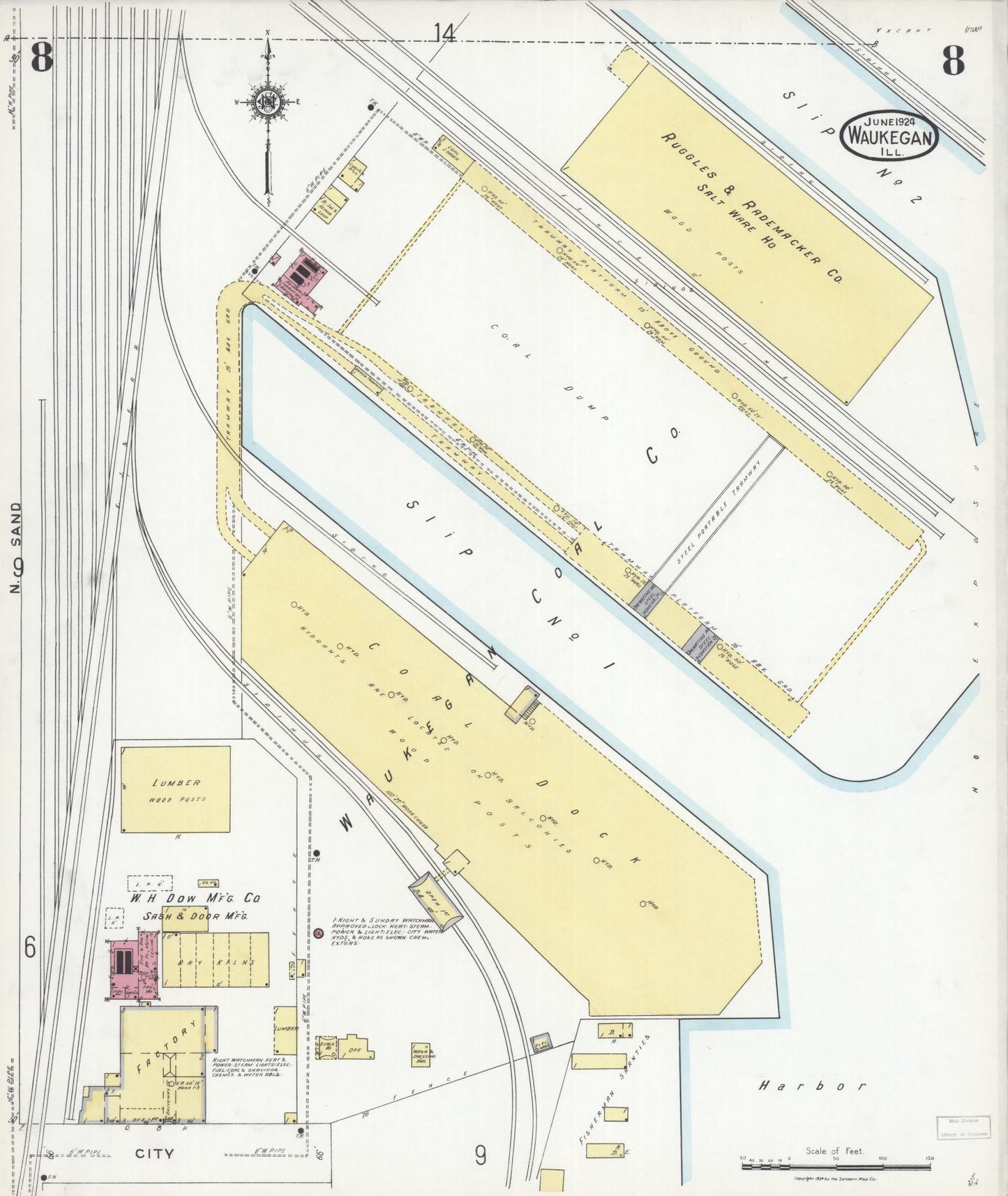 Sanborn Fire Insurance Map from Waukegan, Lake County, Illinois. (1924), Sheet 8 – Historic Sanborn Fire Insurance Map Print