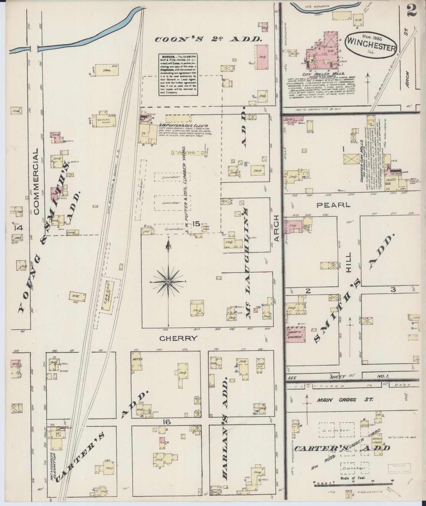Sanborn Fire Insurance Map from Winchester, Scott County, Illinois (1885), Sheet #0002 - Complete Map Set gallery image, historic Sanborn map, vintage wall art, Illinois Illinois