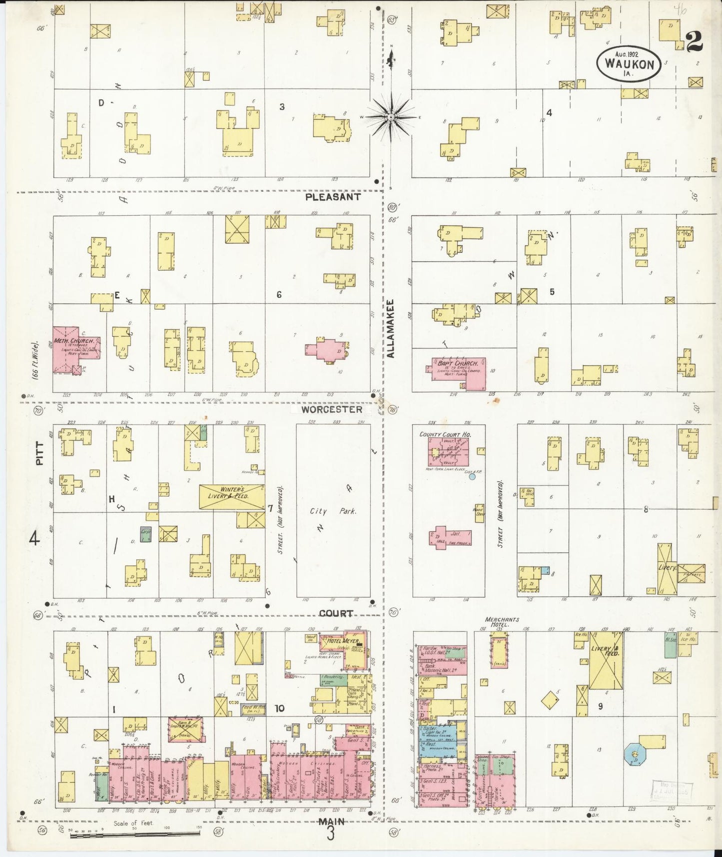 Sanborn Fire Insurance Map from Waukon, Allamakee County, Iowa (1902), Sheet #0002 - Historic Sanborn Fire Insurance Map Print
