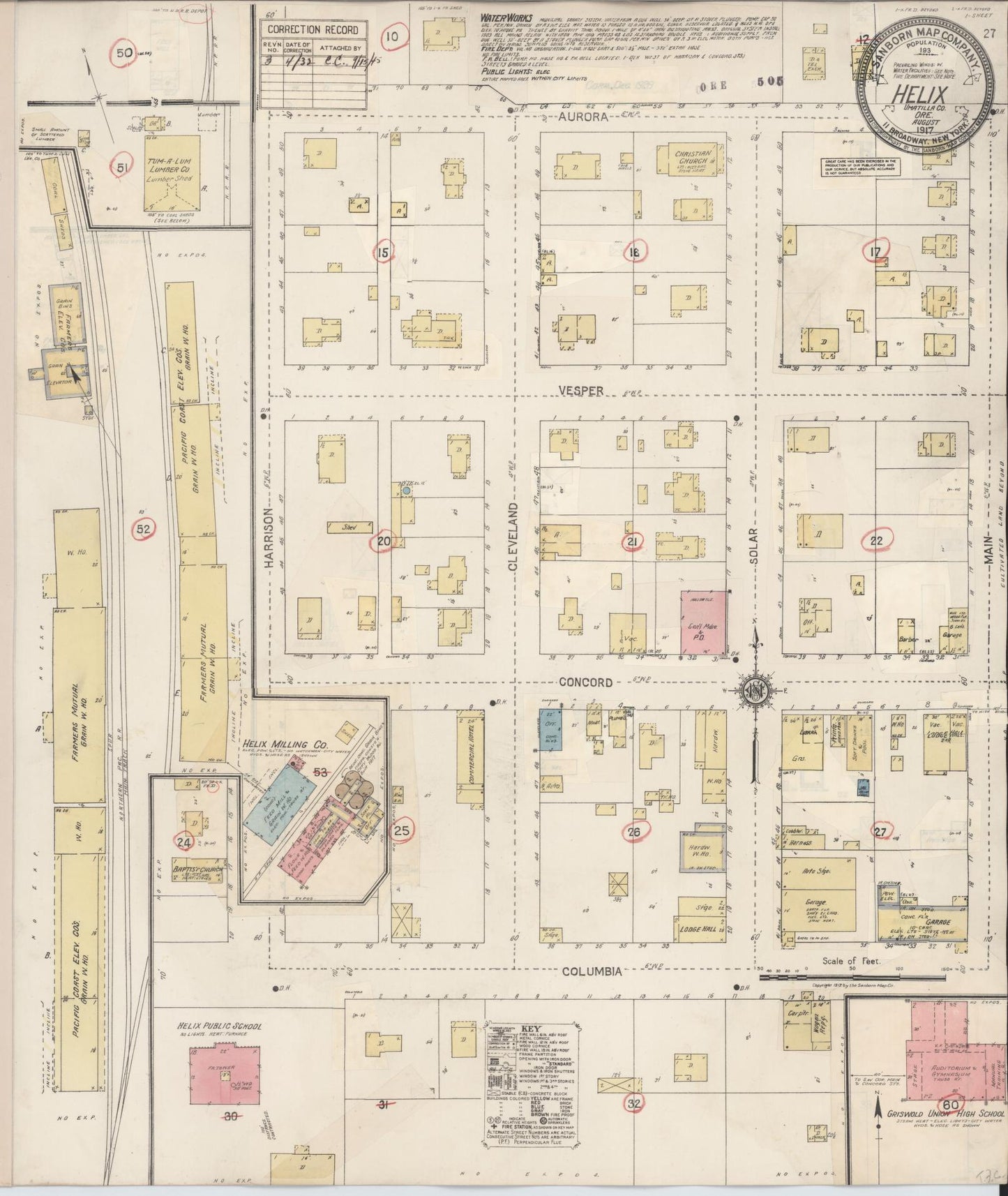 Sanborn Fire Insurance Map from Helix, Umatilla County, Oregon (1932), Sheet #0001 - Historic Sanborn Fire Insurance Map Print, vintage old map wall art, antique decor, genealogy gift, Oregon Oregon map