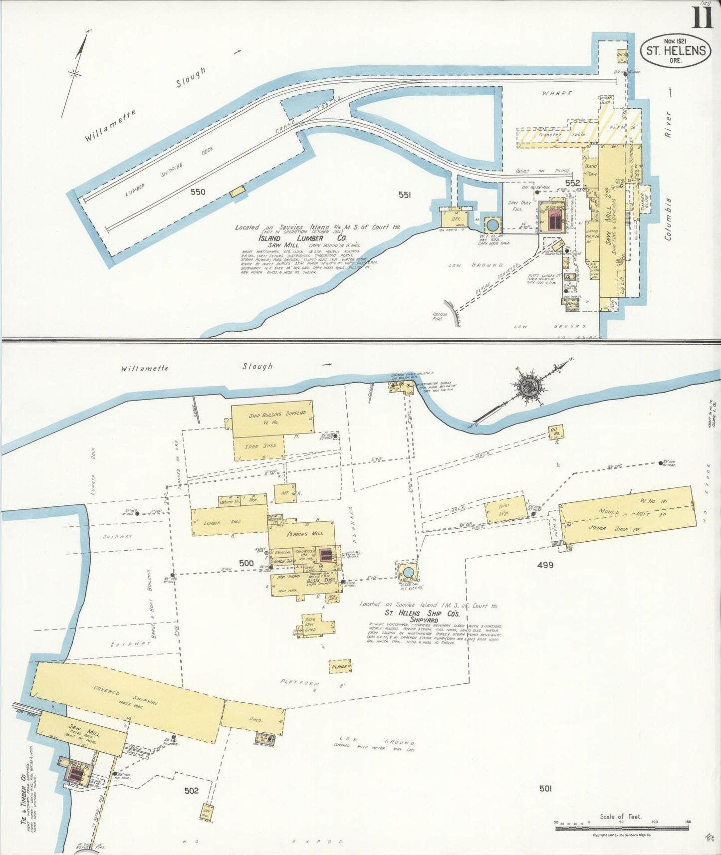 Sanborn Fire Insurance Map from Saint Helens, Columbia County, Oregon (1921), Sheet #0011 - Historic Sanborn Fire Insurance Map Print, vintage old map wall art, antique decor, genealogy gift, Oregon Oregon map