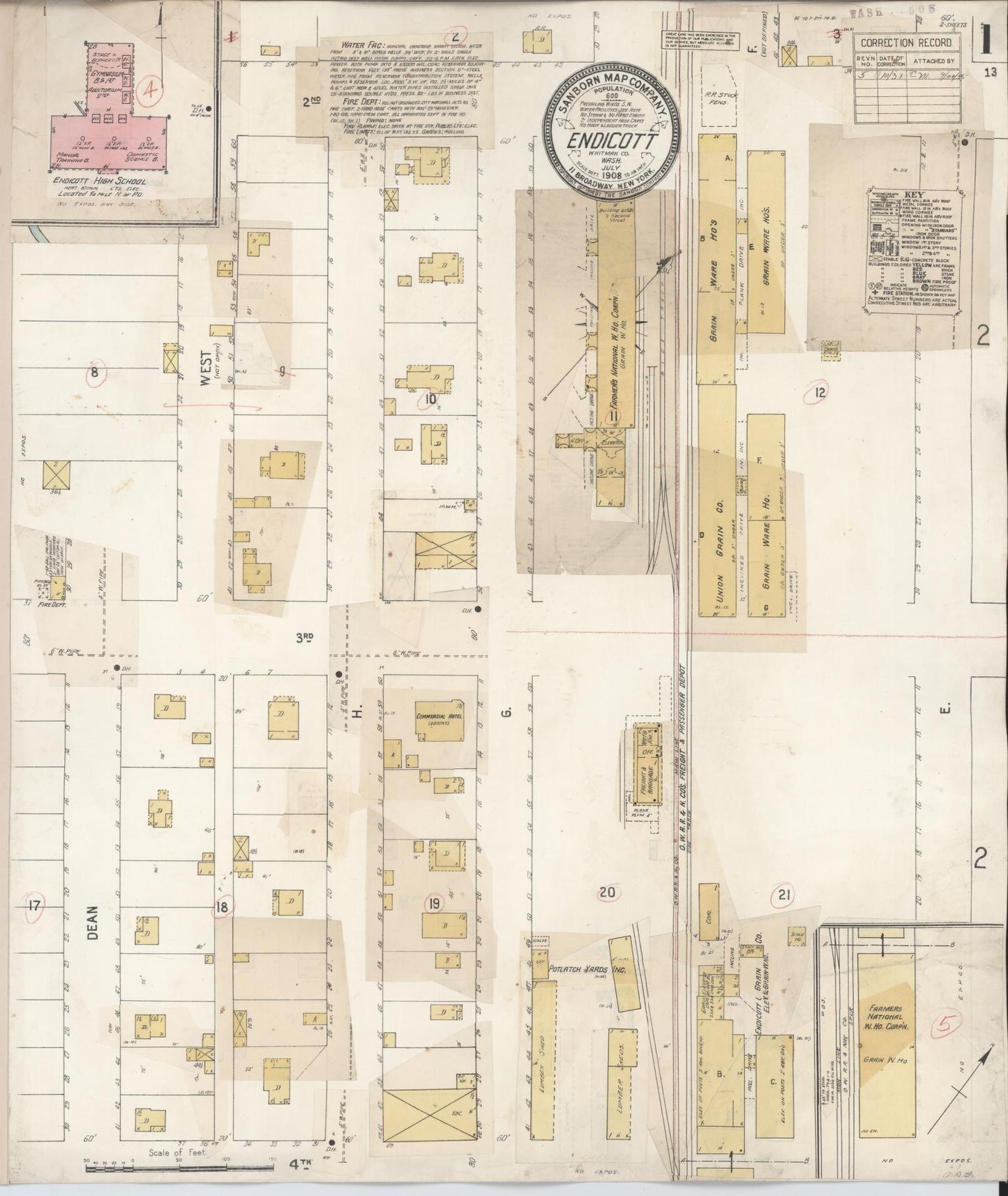 Sanborn Fire Insurance Map from Endicott, Whitman County, Washington (1931), Sheet #0001 - Historic Sanborn Fire Insurance Map Print, vintage old map wall art, antique decor, genealogy gift, Washington Washington map