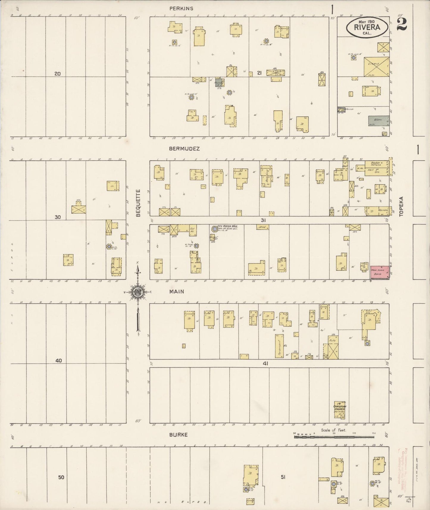 Sanborn Fire Insurance Map from Rivera, Los Angeles County, California (1910), Sheet #0002 - Complete Map Set gallery image, historic Sanborn map, vintage wall art, California California