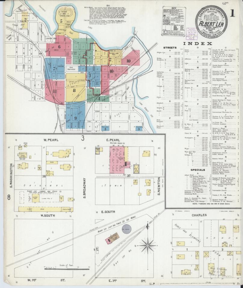 Sanborn Fire Insurance Map from Albert Lea, Freeborn County, Minnesota. (1905) – Map View