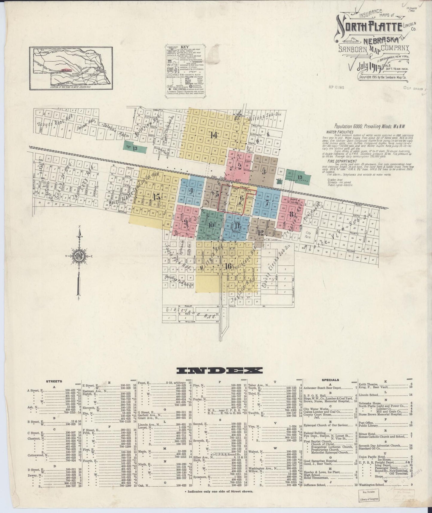 Sanborn Fire Insurance Map from North Platte, Lincoln County, Nebraska. (1915) – Historic Sanborn Fire Insurance Map Print