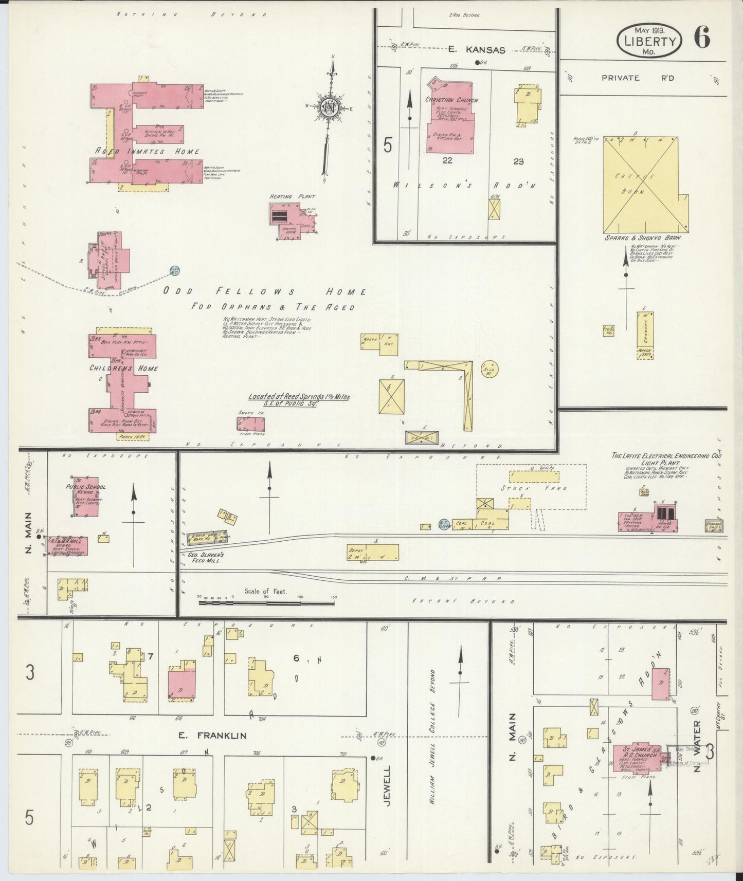 Sanborn Fire Insurance Map from Liberty, Clay County, Missouri (1913), Sheet #0006 - Complete Map Set gallery image, historic Sanborn map, vintage wall art, Missouri Missouri