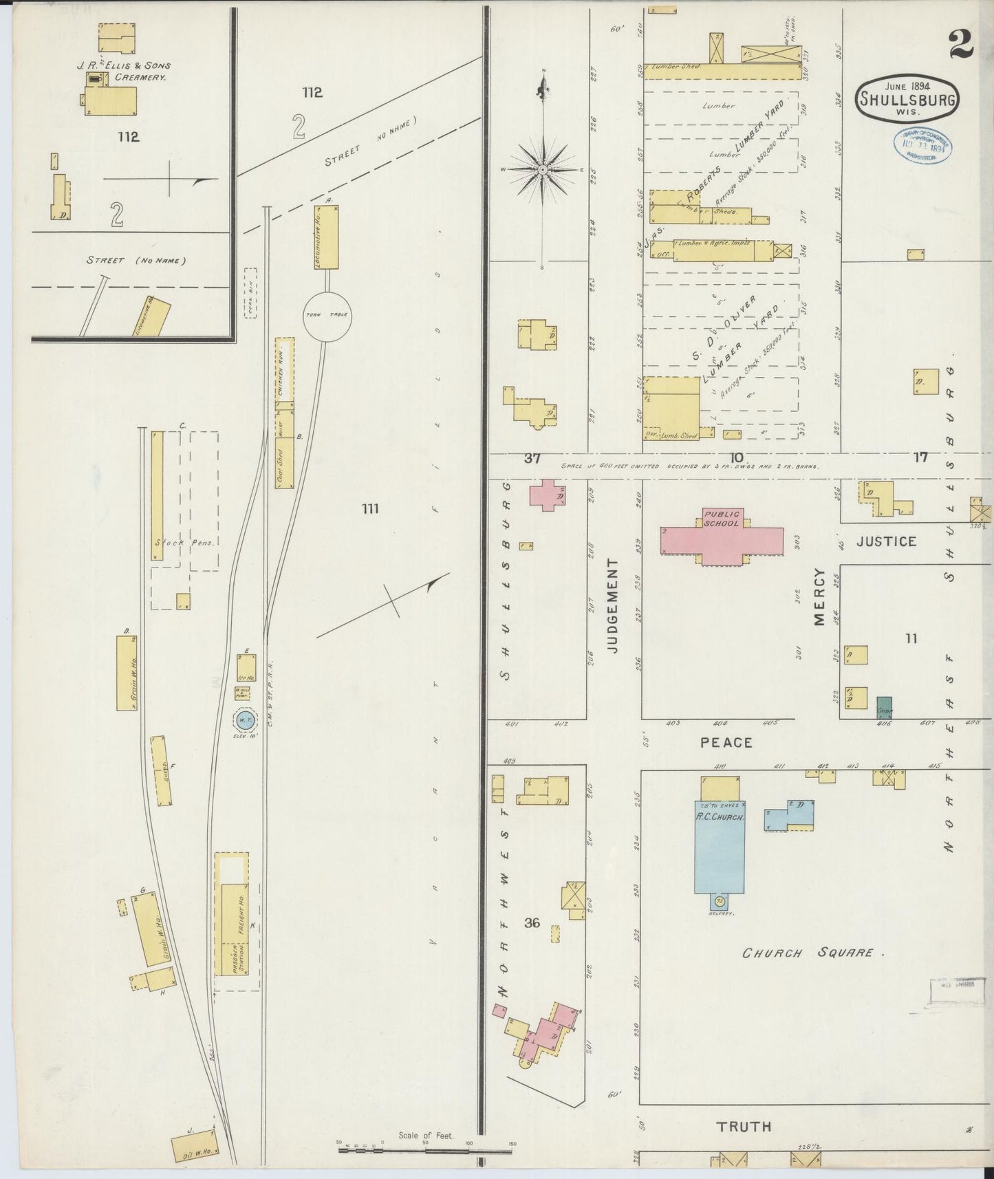 Sanborn Fire Insurance Map from Shullsburg, Lafayette County, Wisconsin (1894), Sheet #0002 - Complete Map Set gallery image, historic Sanborn map, vintage wall art, Wisconsin Wisconsin
