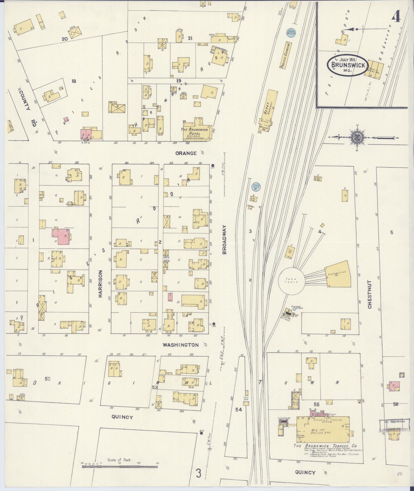 Sanborn Fire Insurance Map from Brunswick, Chariton County, Missouri (1911), Sheet #0004 - Complete Map Set gallery image, historic Sanborn map, vintage wall art, Missouri Missouri