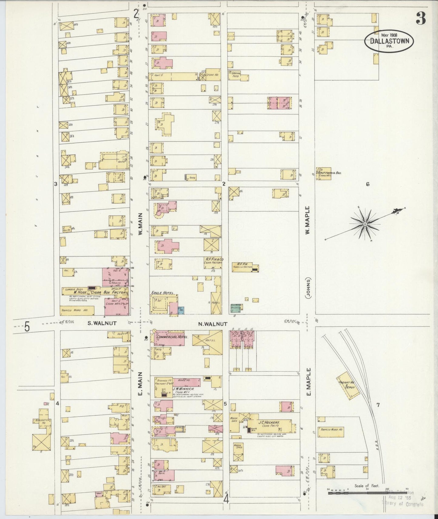 Sanborn Fire Insurance Map from Dallastown, York County, Pennsylvania (1908), Sheet #0003 - Historic Sanborn Fire Insurance Map Print, vintage old map wall art, antique decor, genealogy gift, Pennsylvania Pennsylvania map