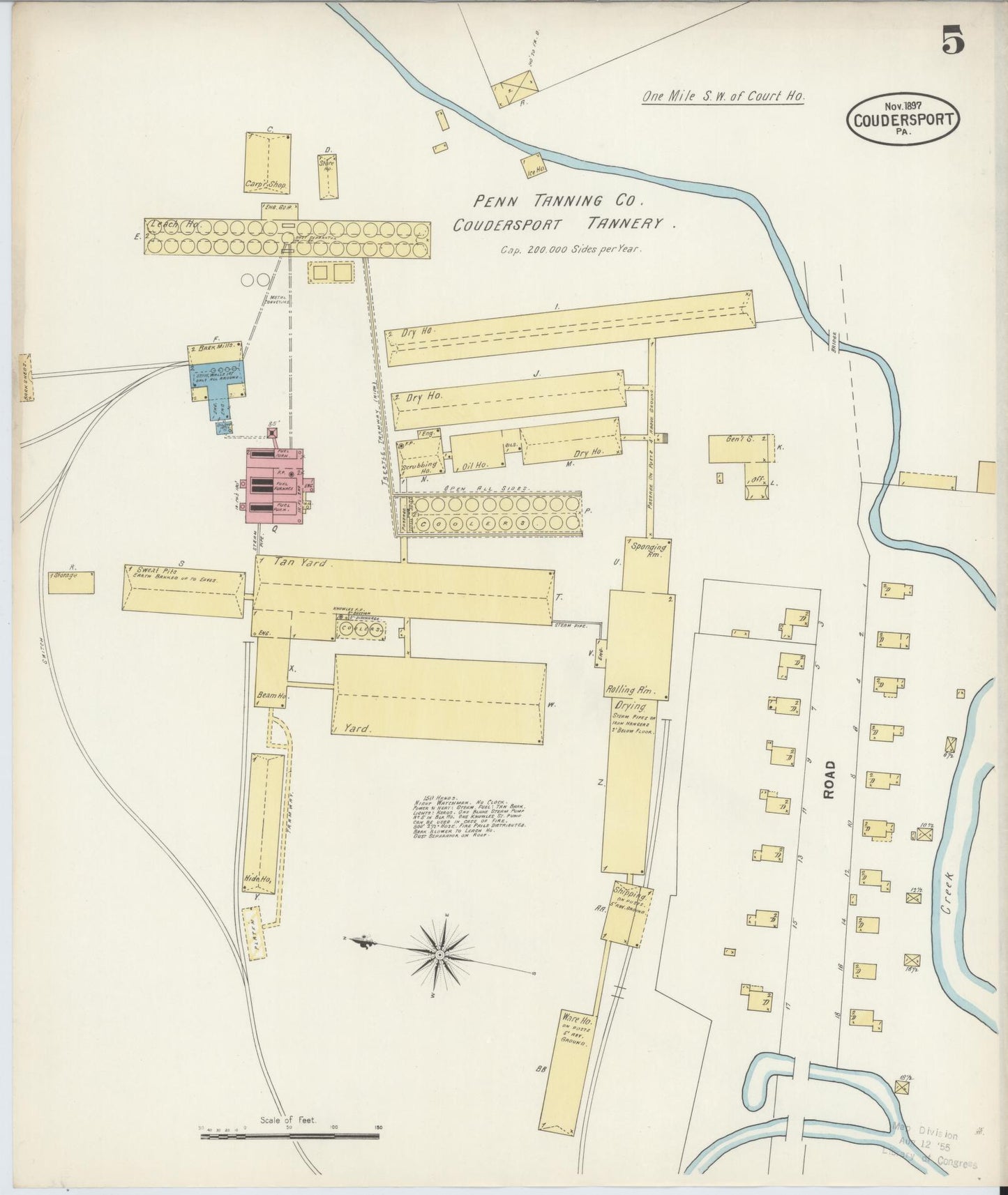 Sanborn Fire Insurance Map from Coudersport, Potter County, Pennsylvania (1897), Sheet #0005 - Historic Sanborn Fire Insurance Map Print, vintage old map wall art, antique decor, genealogy gift, Pennsylvania Pennsylvania map