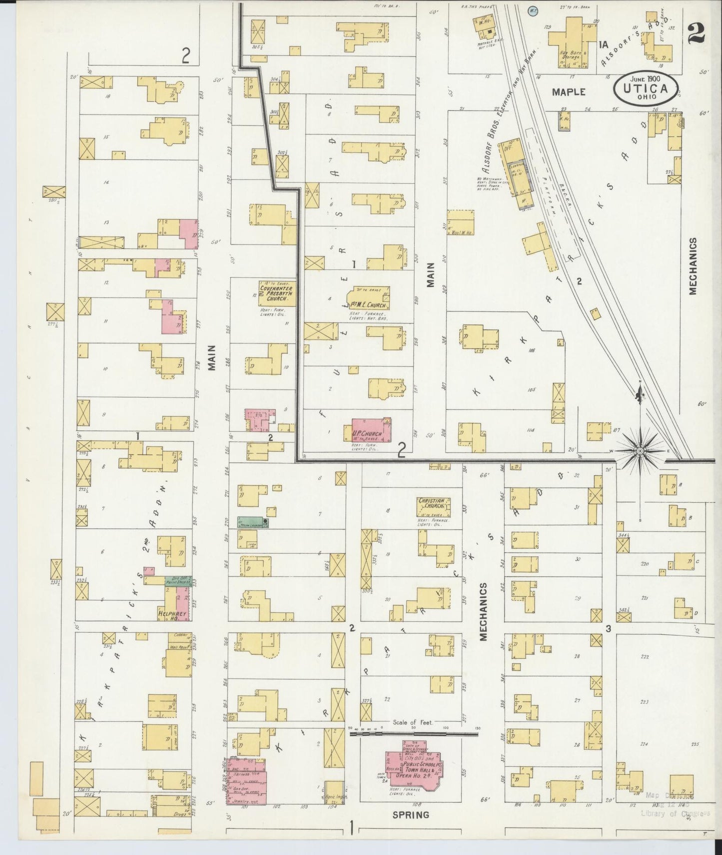 Sanborn Fire Insurance Map from Utica, Licking County, Ohio (1900), Sheet #0002 - Historic Sanborn Fire Insurance Map Print, vintage old map wall art, antique decor, genealogy gift, Ohio Ohio map