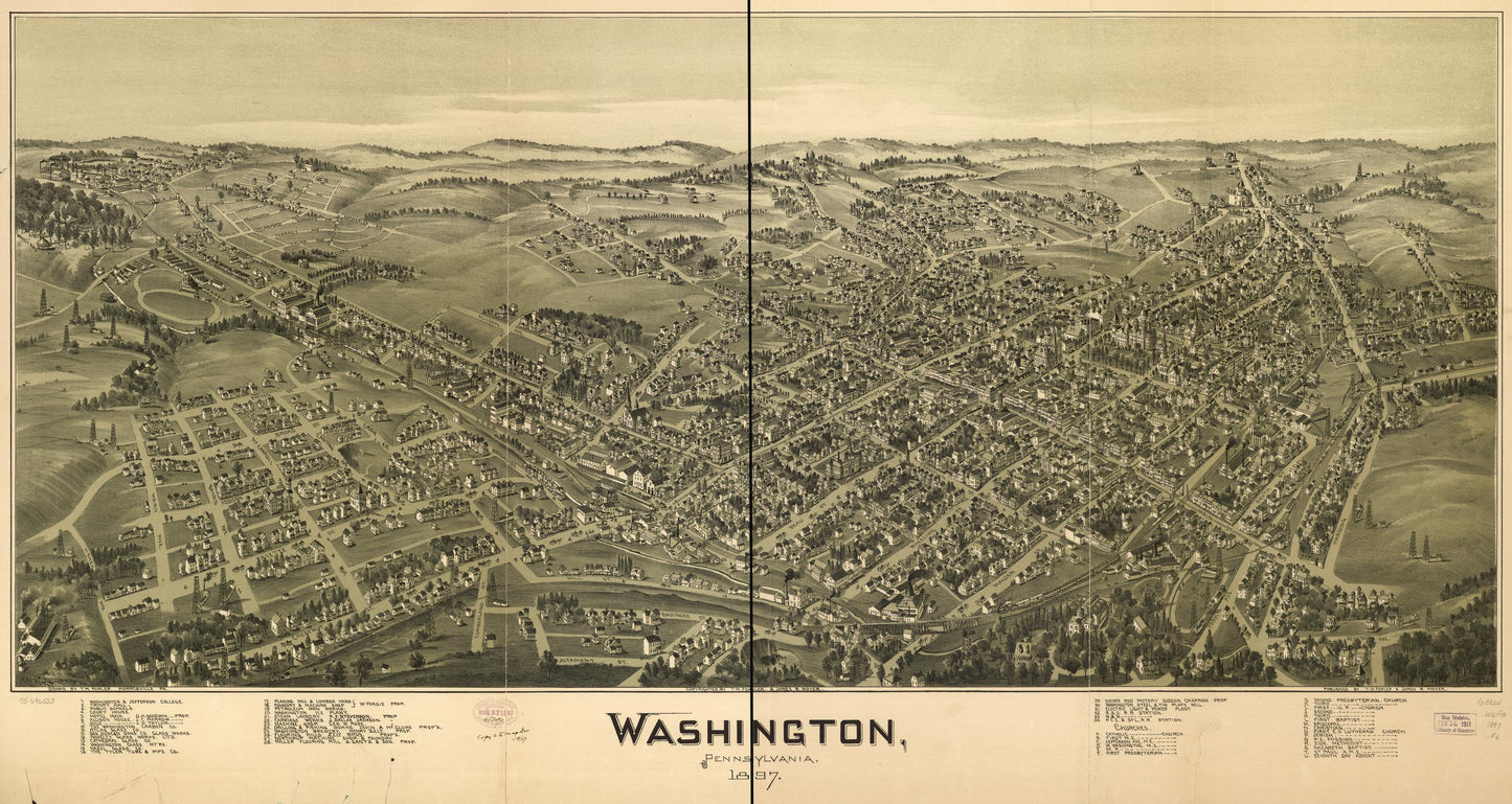 Washington, Pennsylvania, 1897. (1897) – Historic Bird’s-Eye View Panorama Print