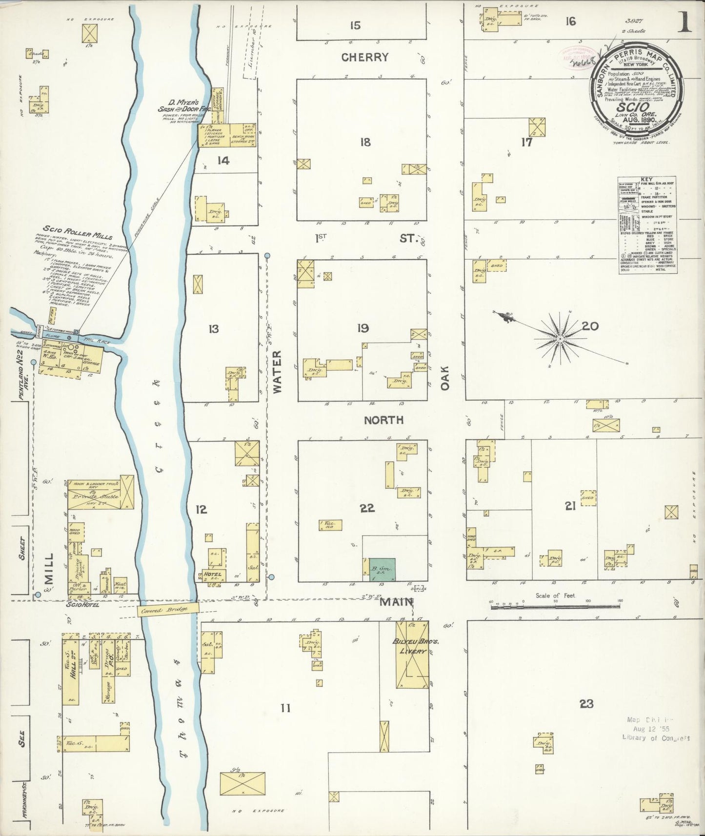 Sanborn Fire Insurance Map from Scio, Linn County, Oregon (1890), Sheet #0001 - Historic Sanborn Fire Insurance Map Print, vintage old map wall art, antique decor, genealogy gift, Oregon Oregon map