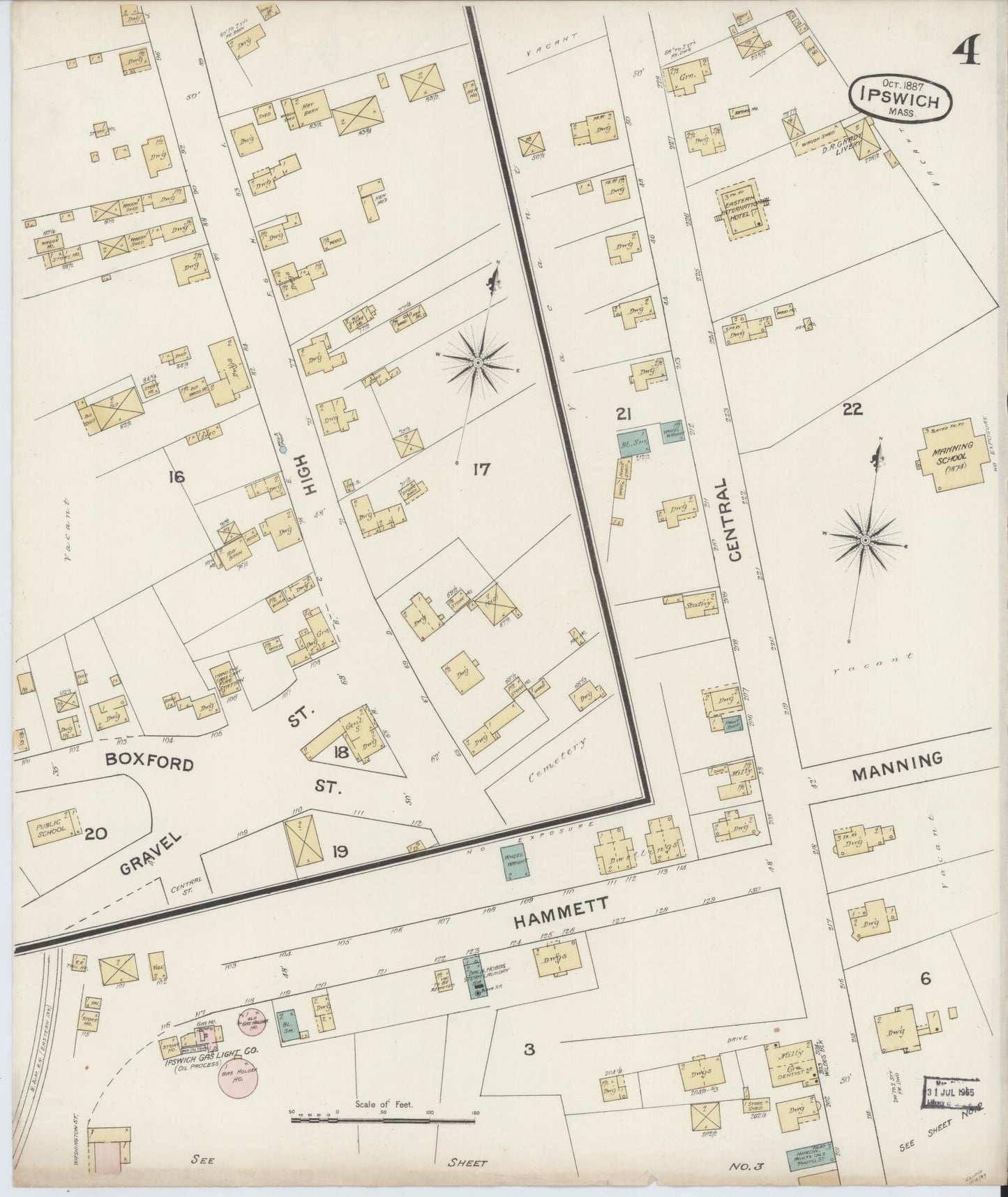 Sanborn Fire Insurance Map from Ipswich, Essex County, Massachusetts (1887), Sheet #0004 - Complete Map Set gallery image, historic Sanborn map, vintage wall art, Massachusetts Massachusetts