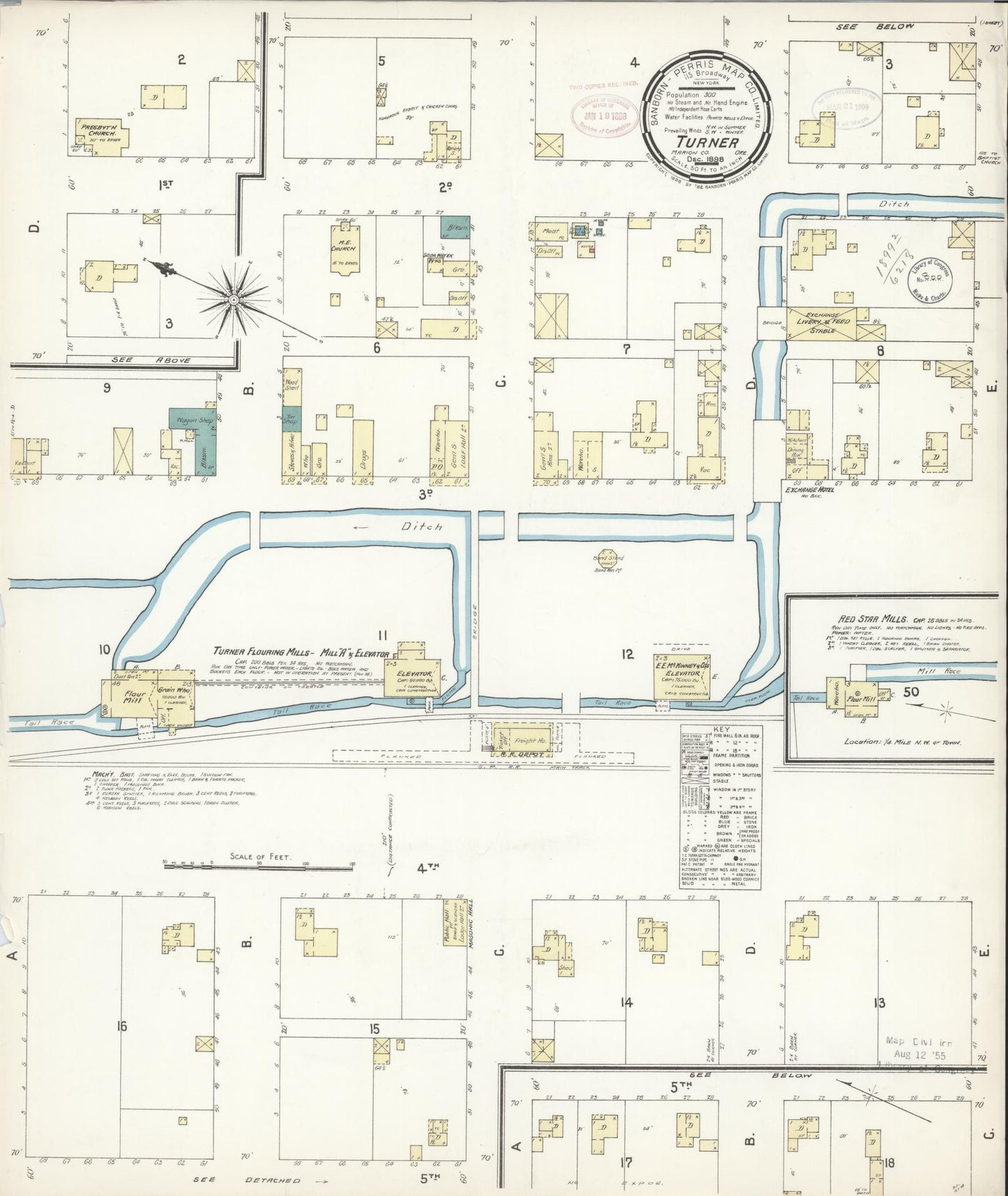 Sanborn Fire Insurance Map from Turner, Marion County, Oregon (1898), Sheet #0001 - Historic Sanborn Fire Insurance Map Print, vintage old map wall art, antique decor, genealogy gift, Oregon Oregon map